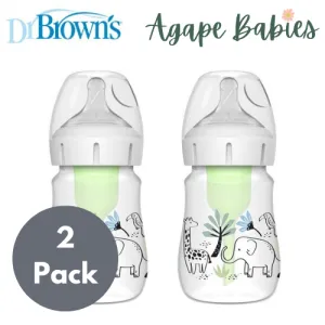 [2-PK ] Dr. Brown's 5 oz/150 mL PP W-N Options  Designer Bottle (Jungle Elephant Design), 1-Pack