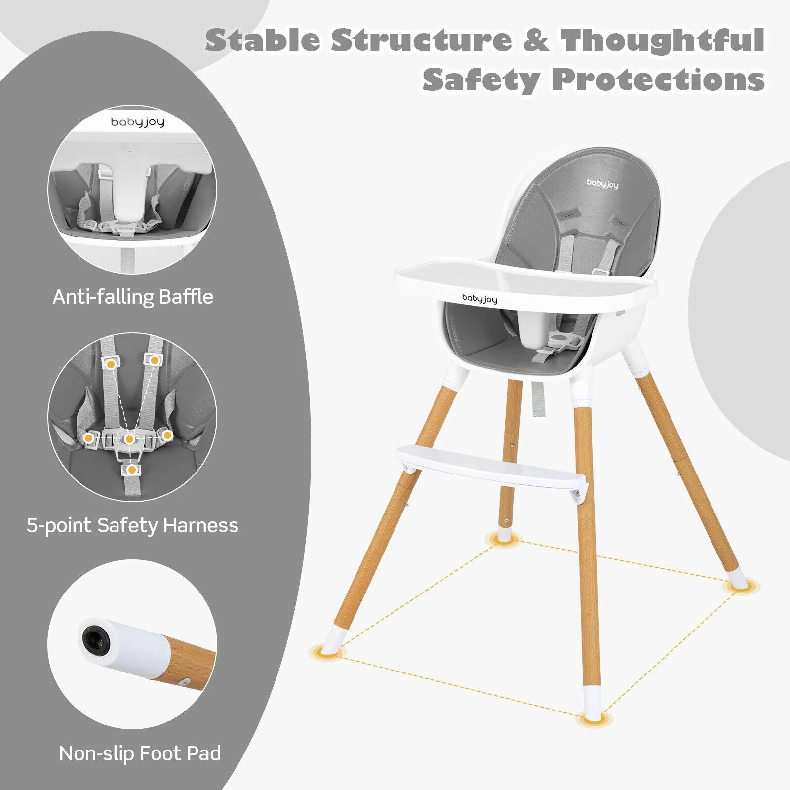 4-in-1 Convertible High Chair - Grey
