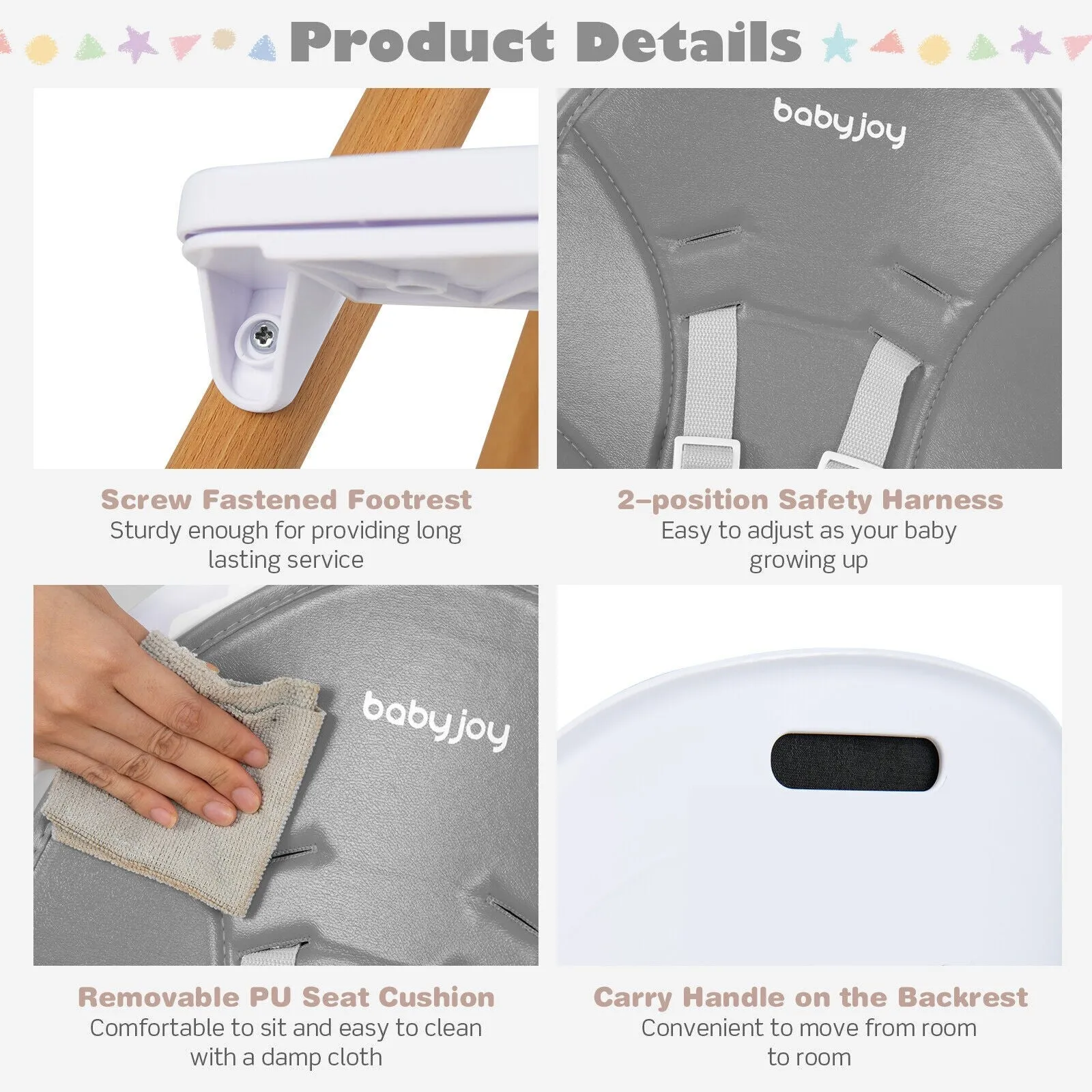 4-in-1 Convertible High Chair - Grey
