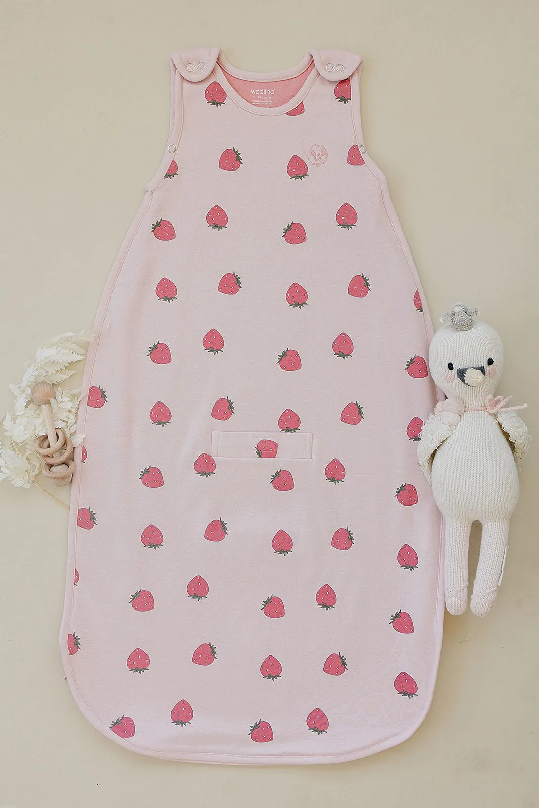 4 Season® Ultimate Baby Sleep Bag, Merino Wool & Organic Cotton, 2 Months - 2 Years, Strawberry