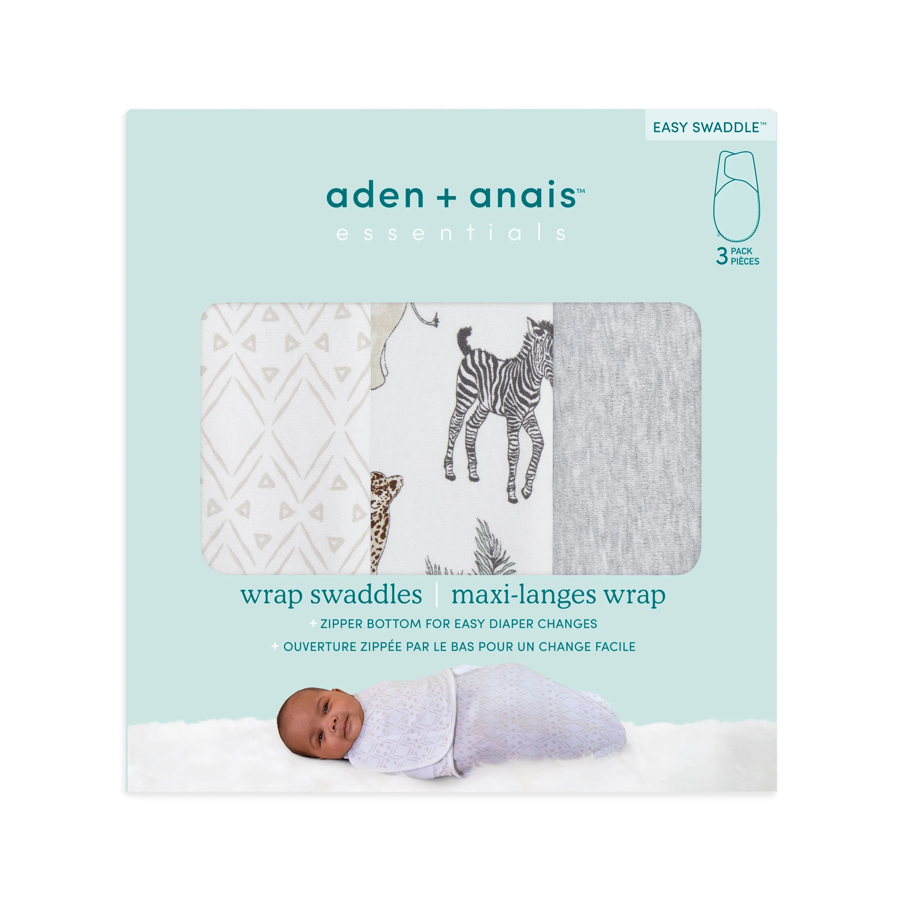 aden   anais Cotton Wrap Swaddles 3 pack Toile grey (0-3 Months)