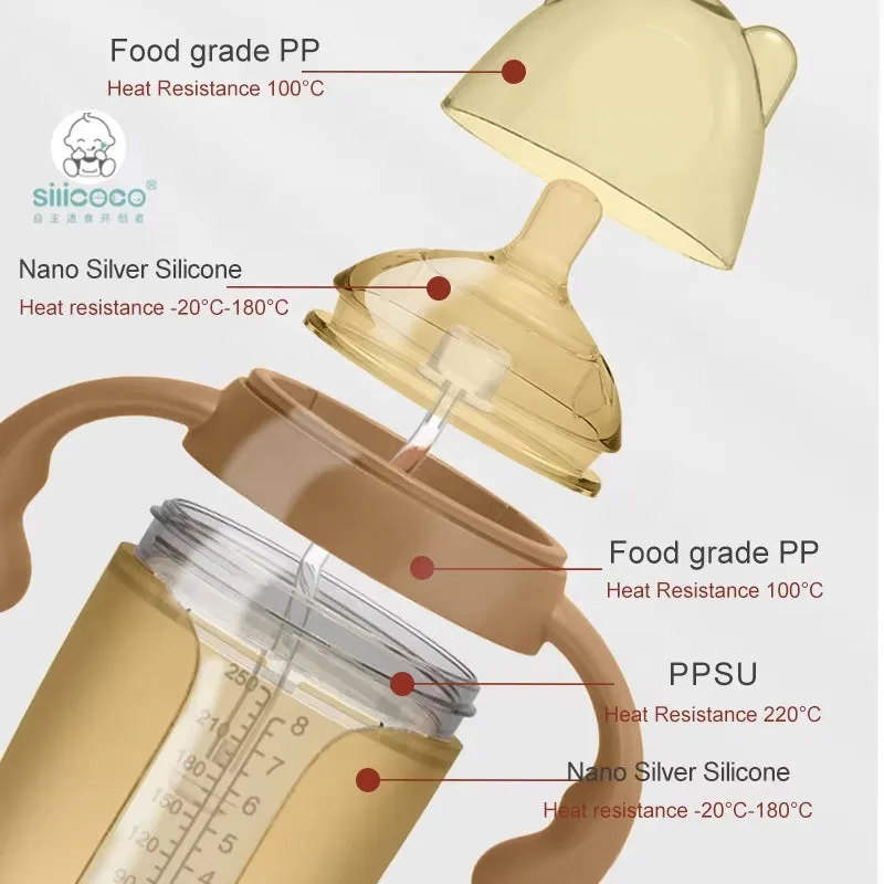 anti Colic Silicone Newborn Baby Drinking Feeding Nipple Water Sipper Sippy Bottle for Breastfed Babies