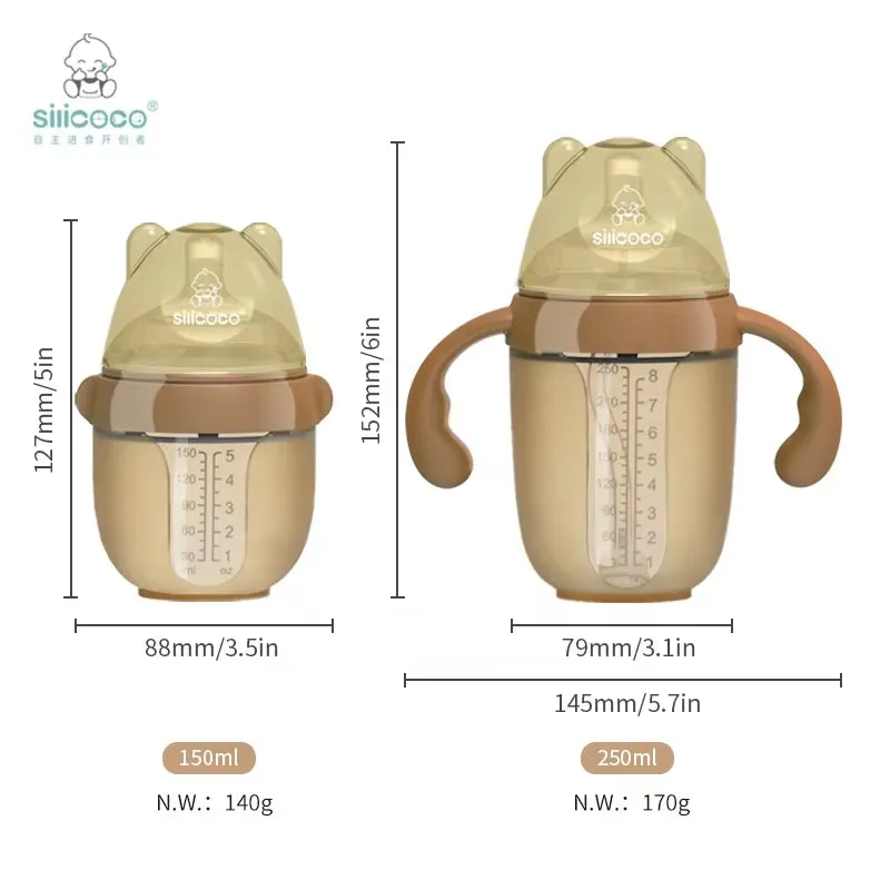 anti Colic Silicone Newborn Baby Drinking Feeding Nipple Water Sipper Sippy Bottle for Breastfed Babies