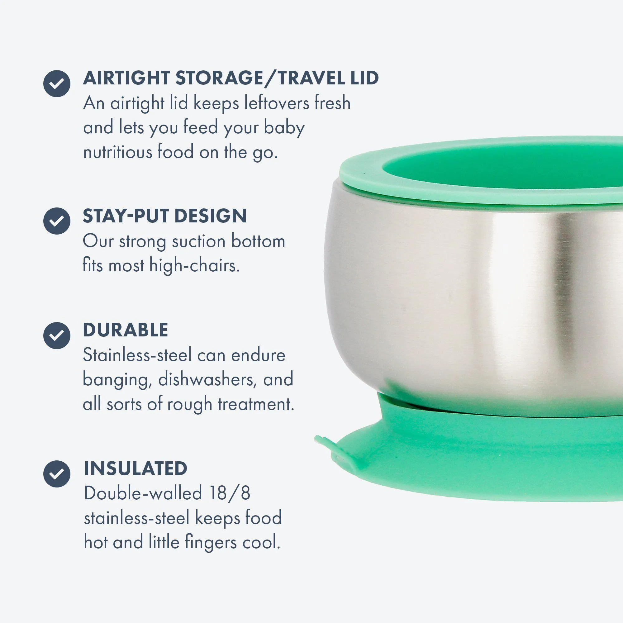 Baby Bowl   Storage Lid   Spoon | Stainless Steel & Silicone