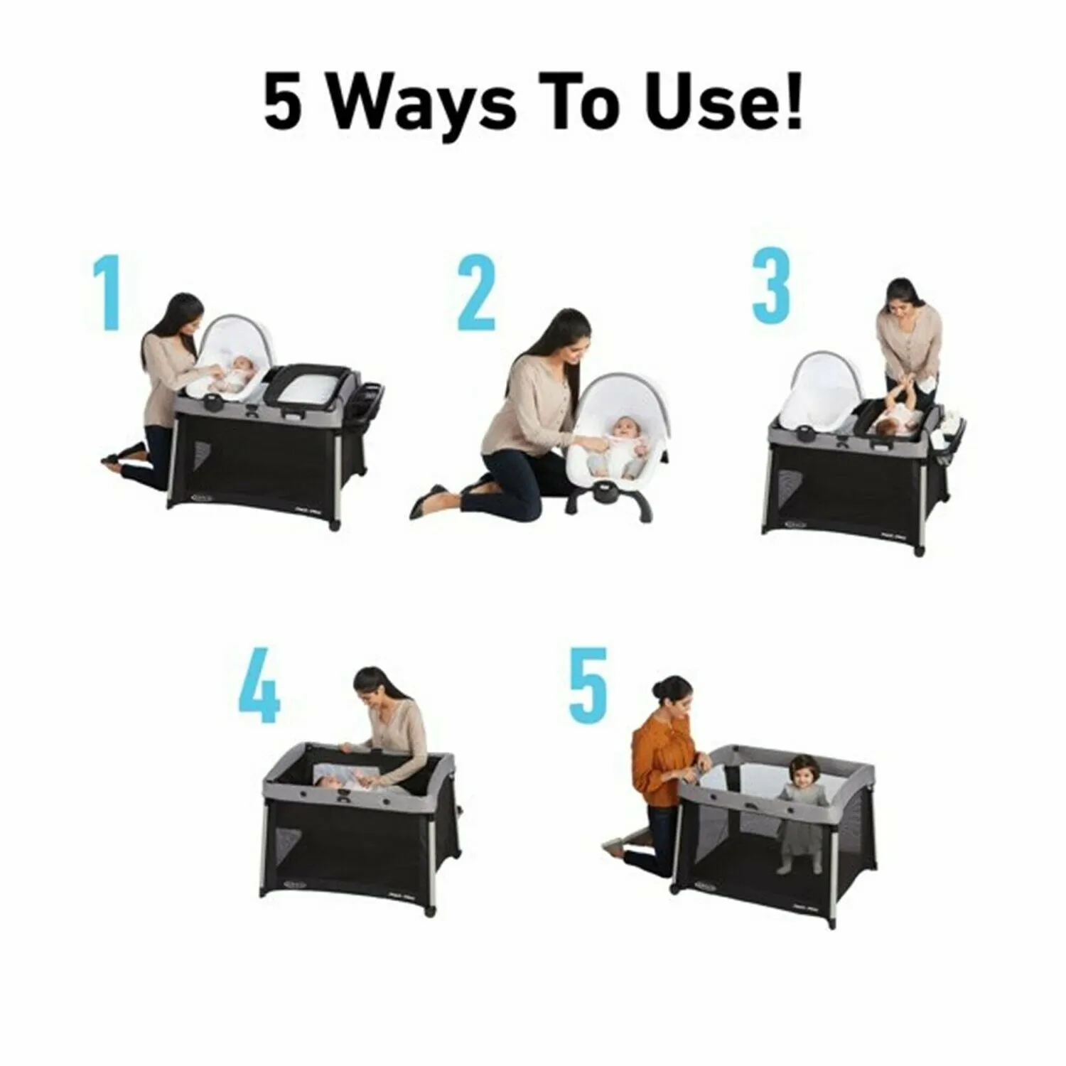 Baby Stroller with Car Seat Travel System Playard High Chair Combo Graco Black