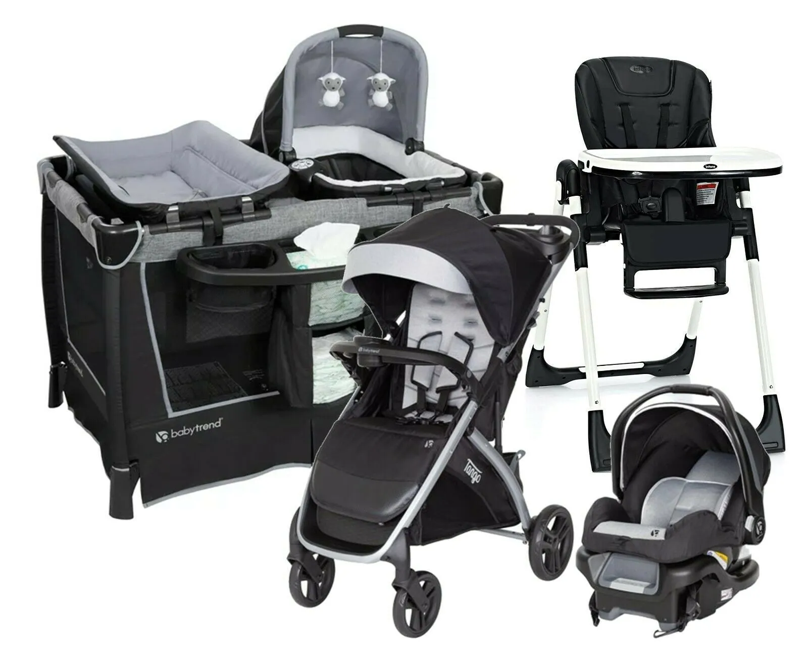 Baby Trend Stroller with Car Seat Travel System Playard Infans High Chair Combo