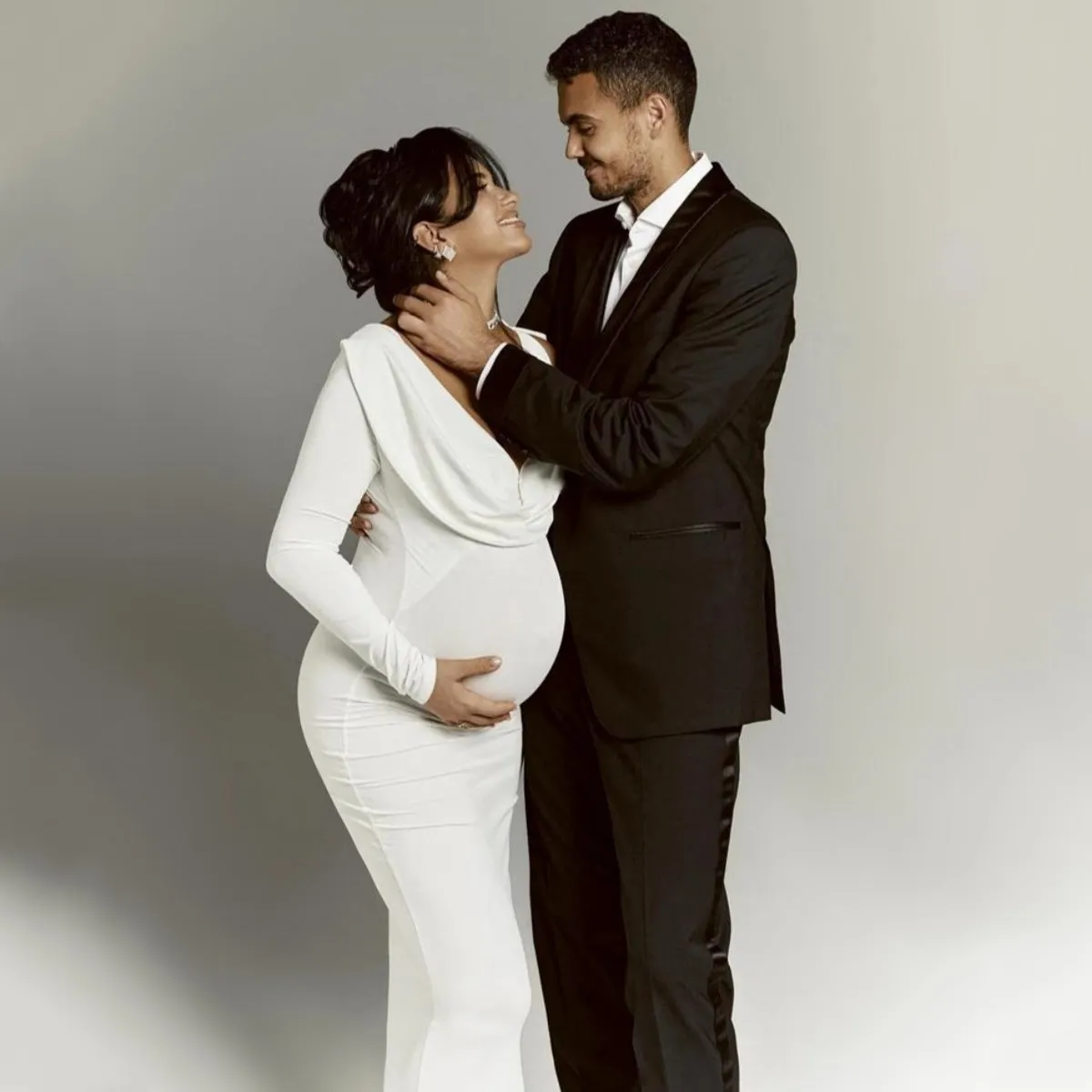 Babymoon Fusion One Side Full Sleeve Other Side Sleeveless Strechable Slim Fit Maternity Gown Dress