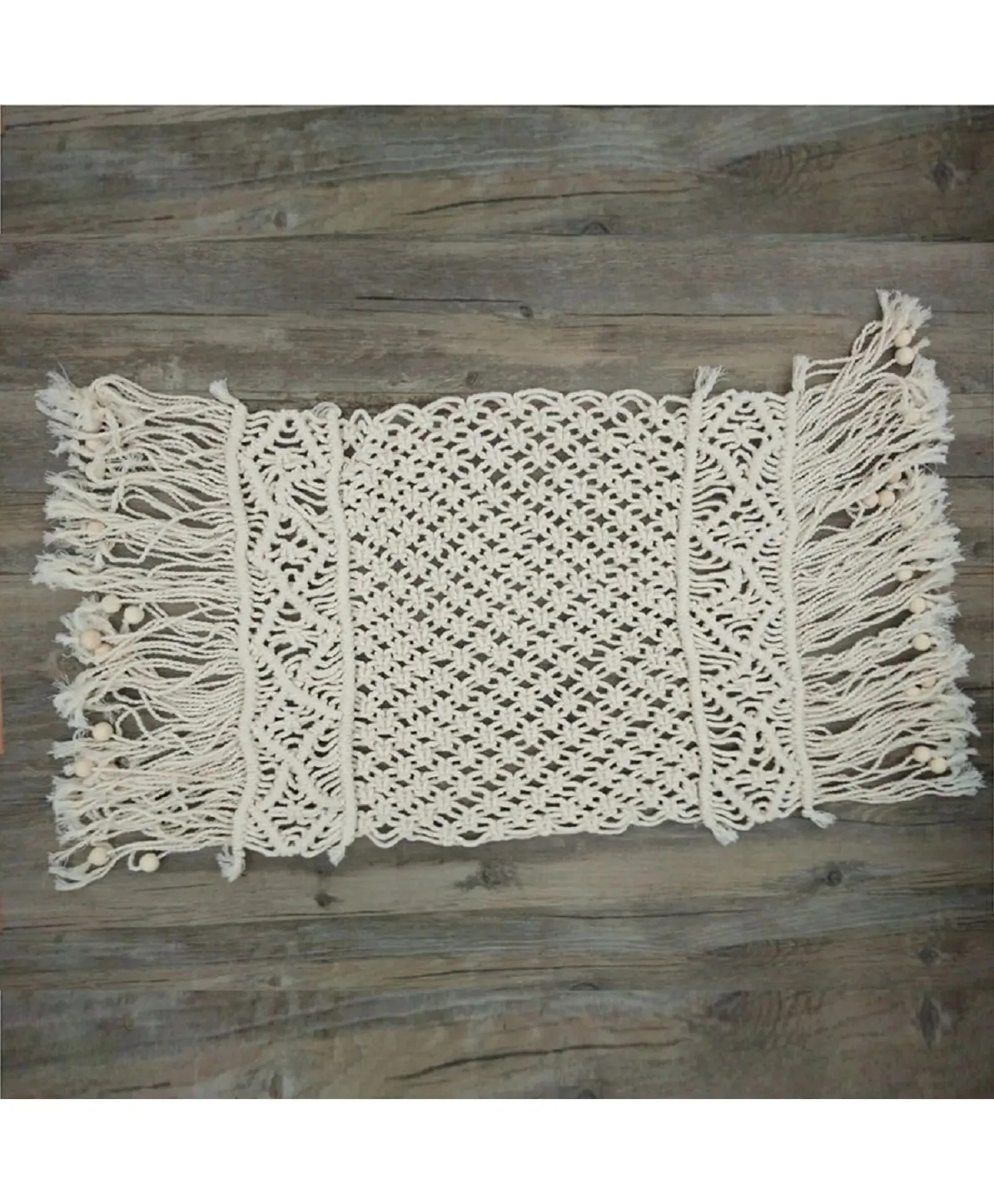Babymoon Macrame Rectangular Mat Photography Layer - Offwhite