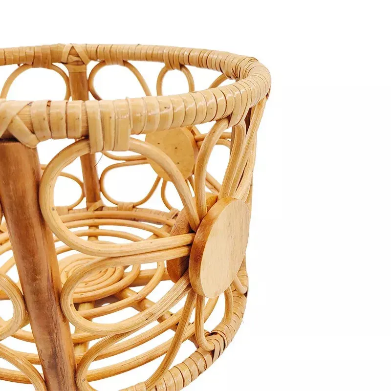 Babymoon Rustic Blossom Round Cane Bamboo Basket | Wooden Properties | Baby Photography Props
