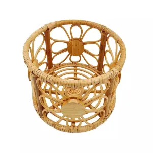 Babymoon Rustic Blossom Round Cane Bamboo Basket | Wooden Properties | Baby Photography Props