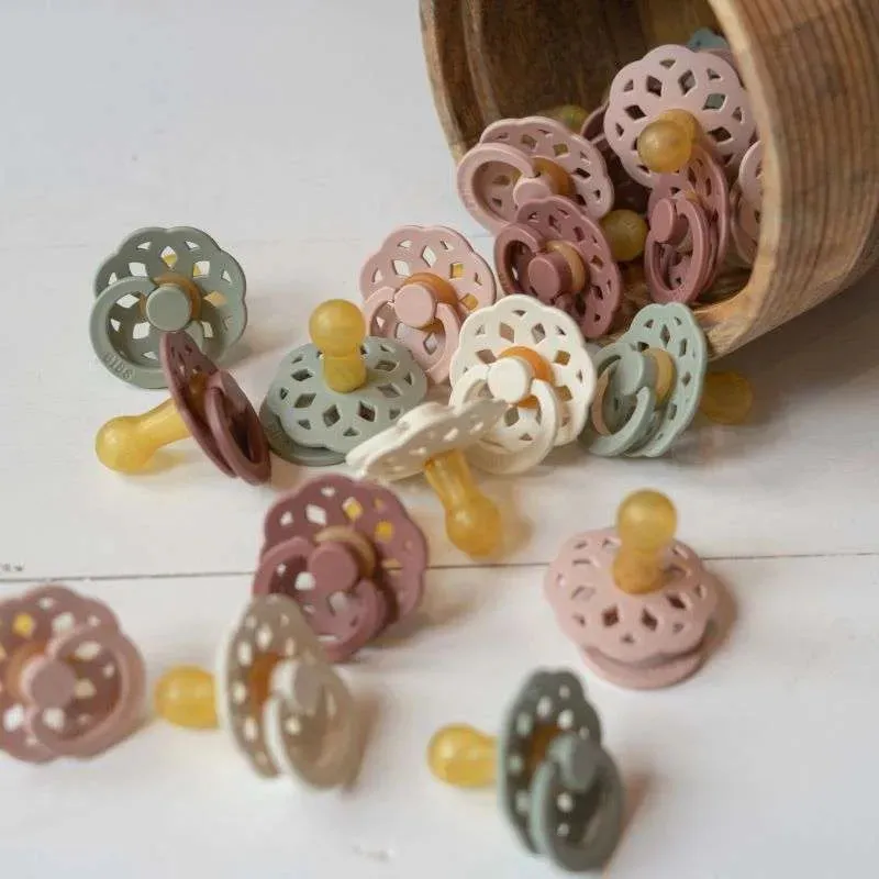 BIBS Ivory / Sage Pacifier Original COLOUR Latex Anatomical 6-18M 2pc