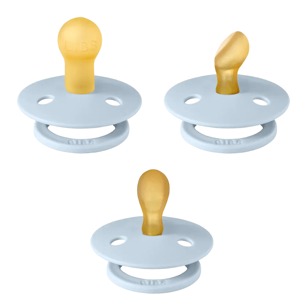 BIBS Try-It Collection Pacifiers 3 pack (Size 1) - Baby Blue