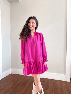 Blair Mini Ruffle Detail Poplin Dress