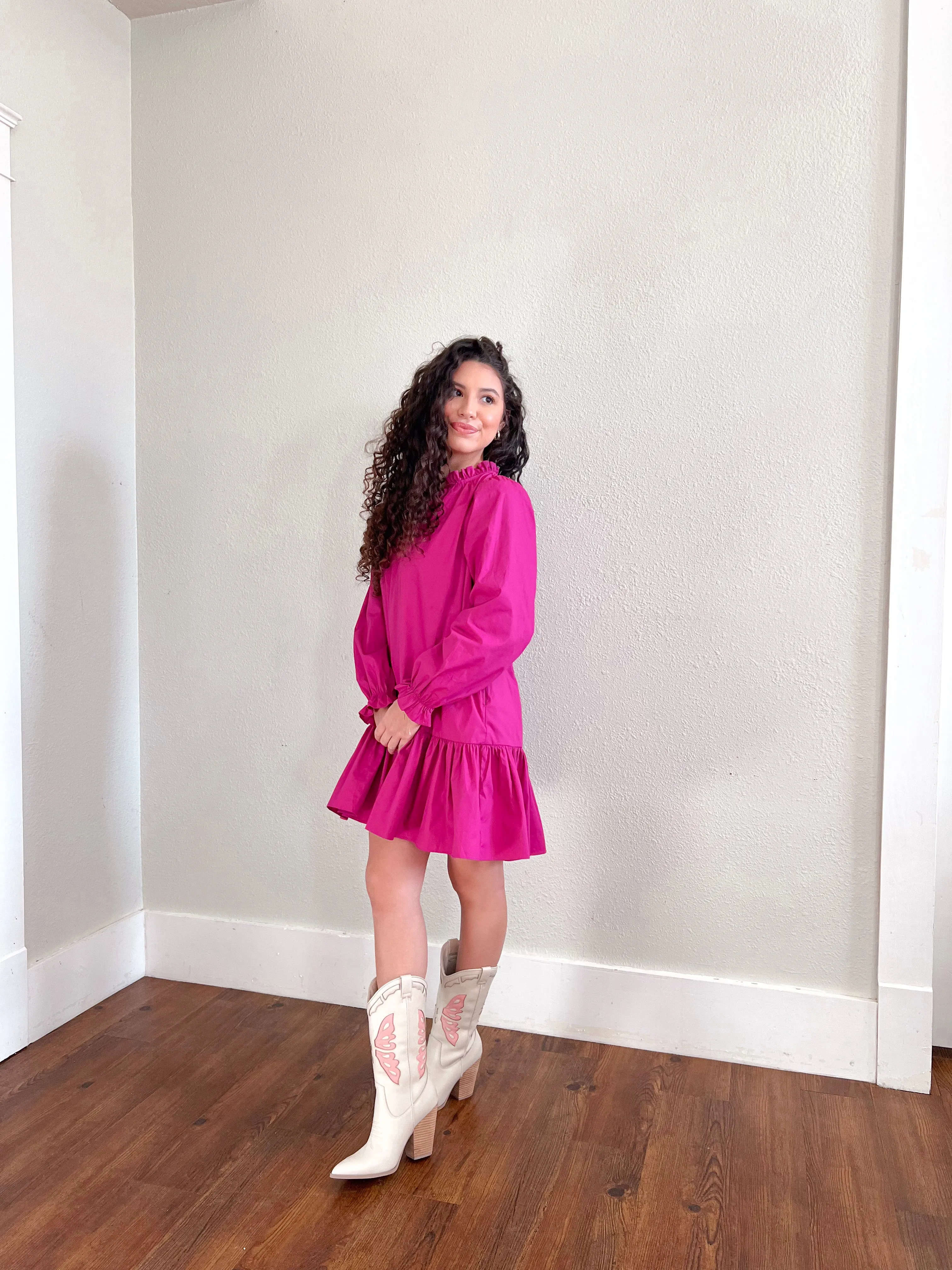 Blair Mini Ruffle Detail Poplin Dress