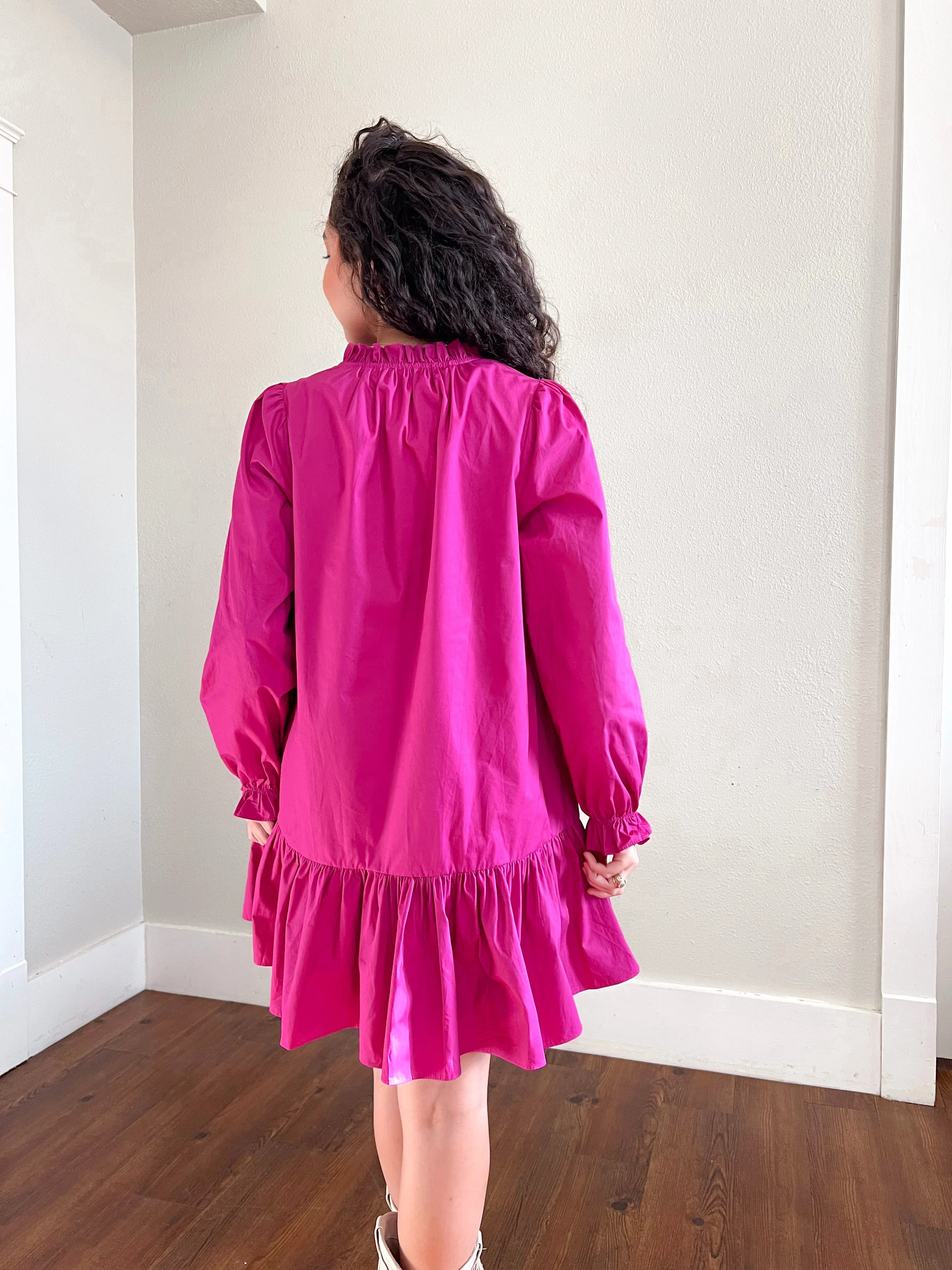 Blair Mini Ruffle Detail Poplin Dress