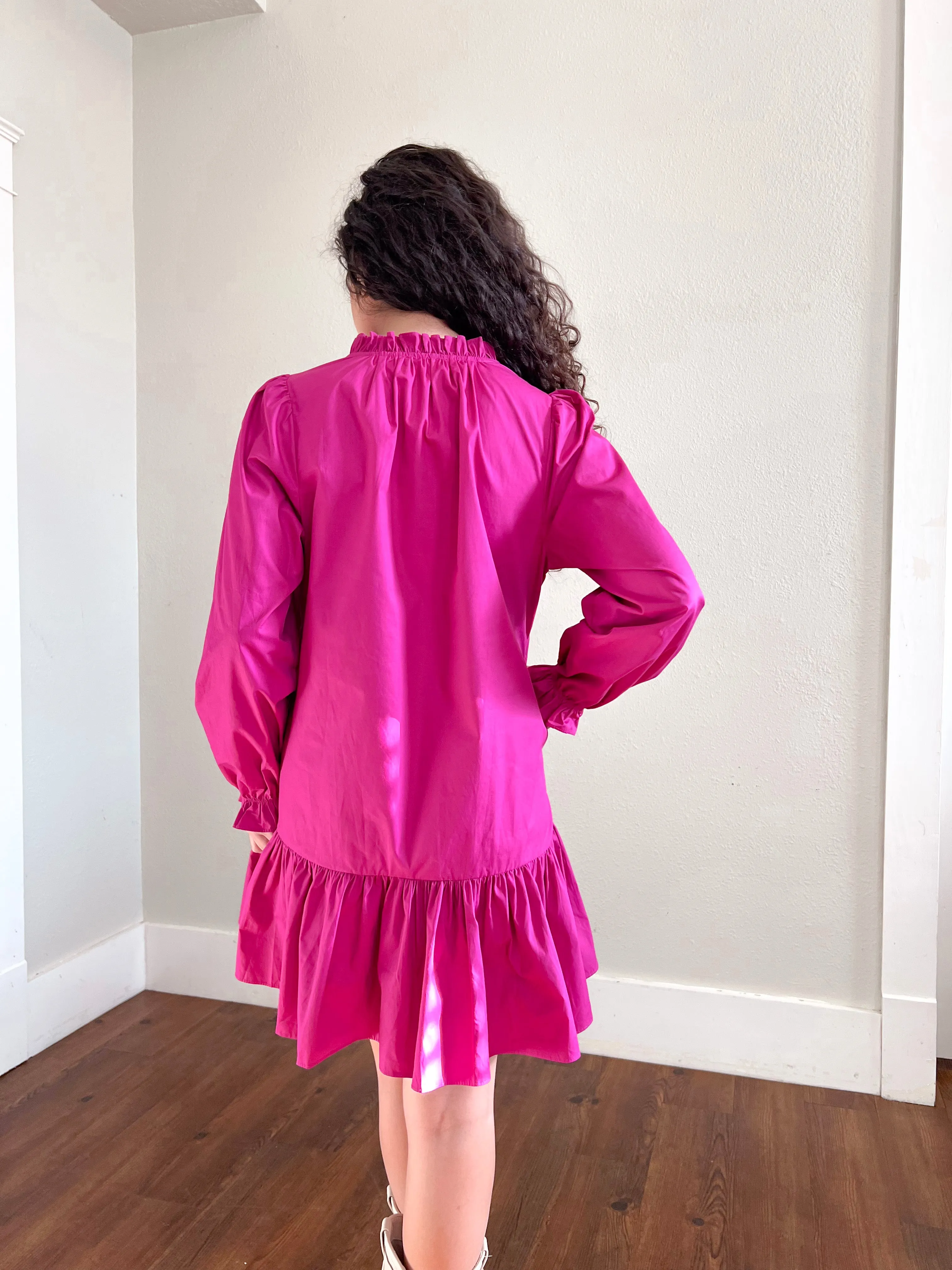 Blair Mini Ruffle Detail Poplin Dress