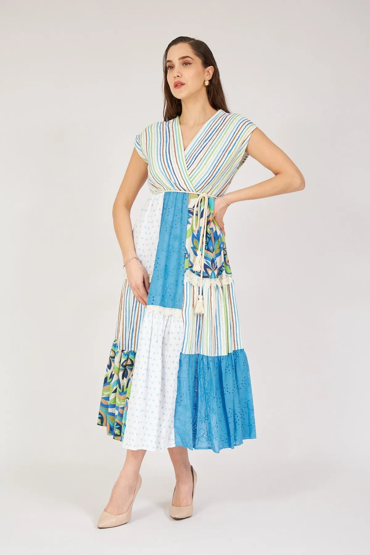 Blue Patterned Cotton Dress