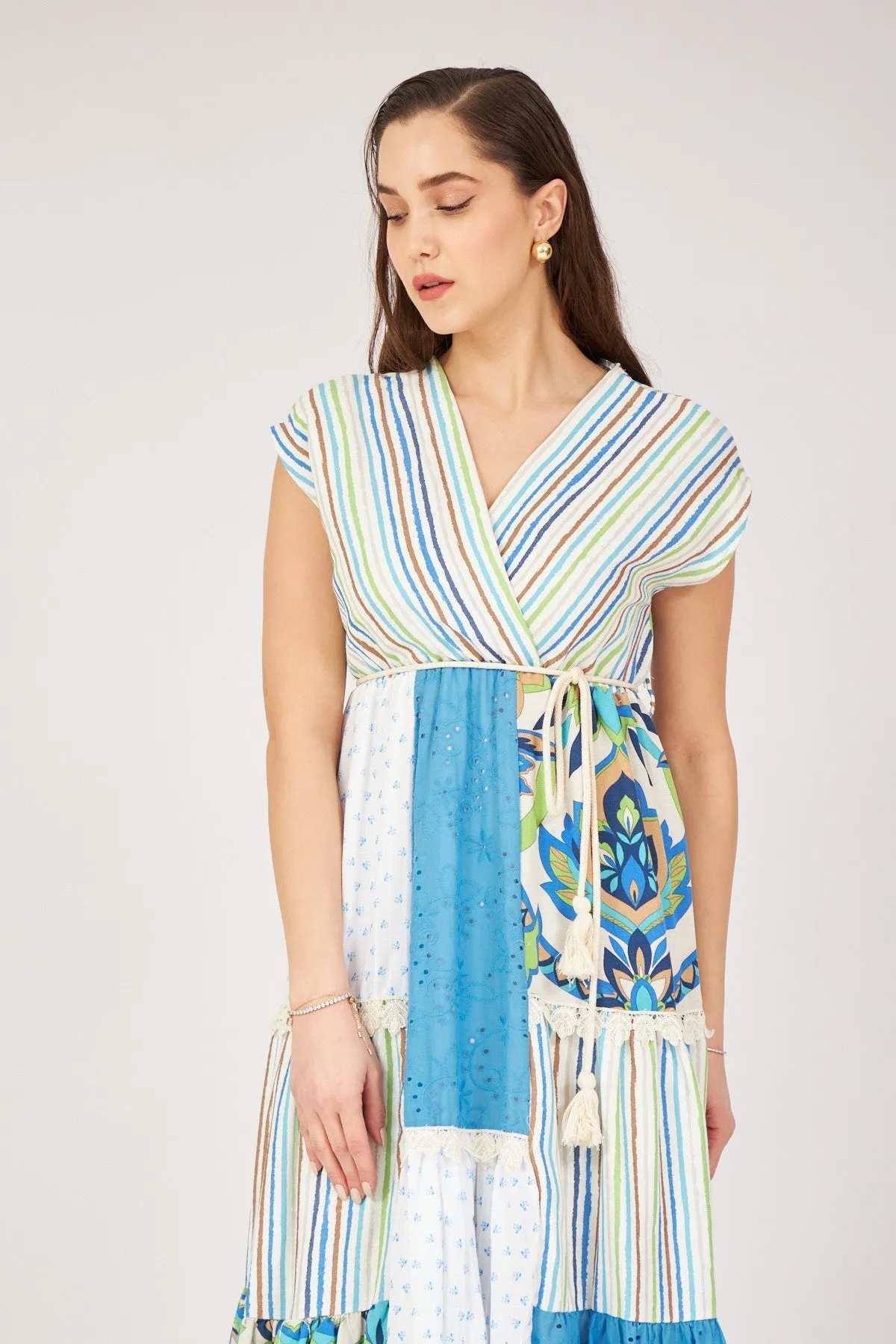 Blue Patterned Cotton Dress