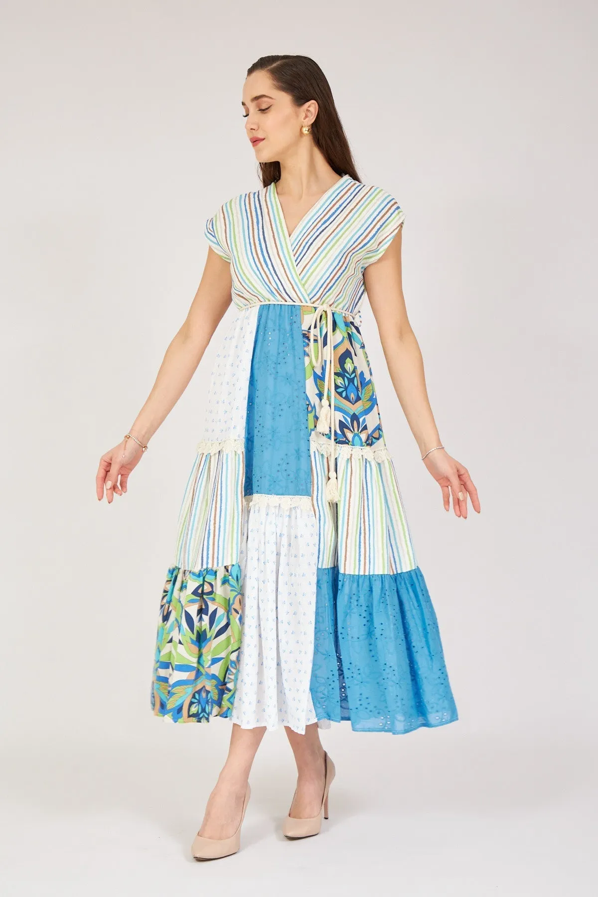 Blue Patterned Cotton Dress