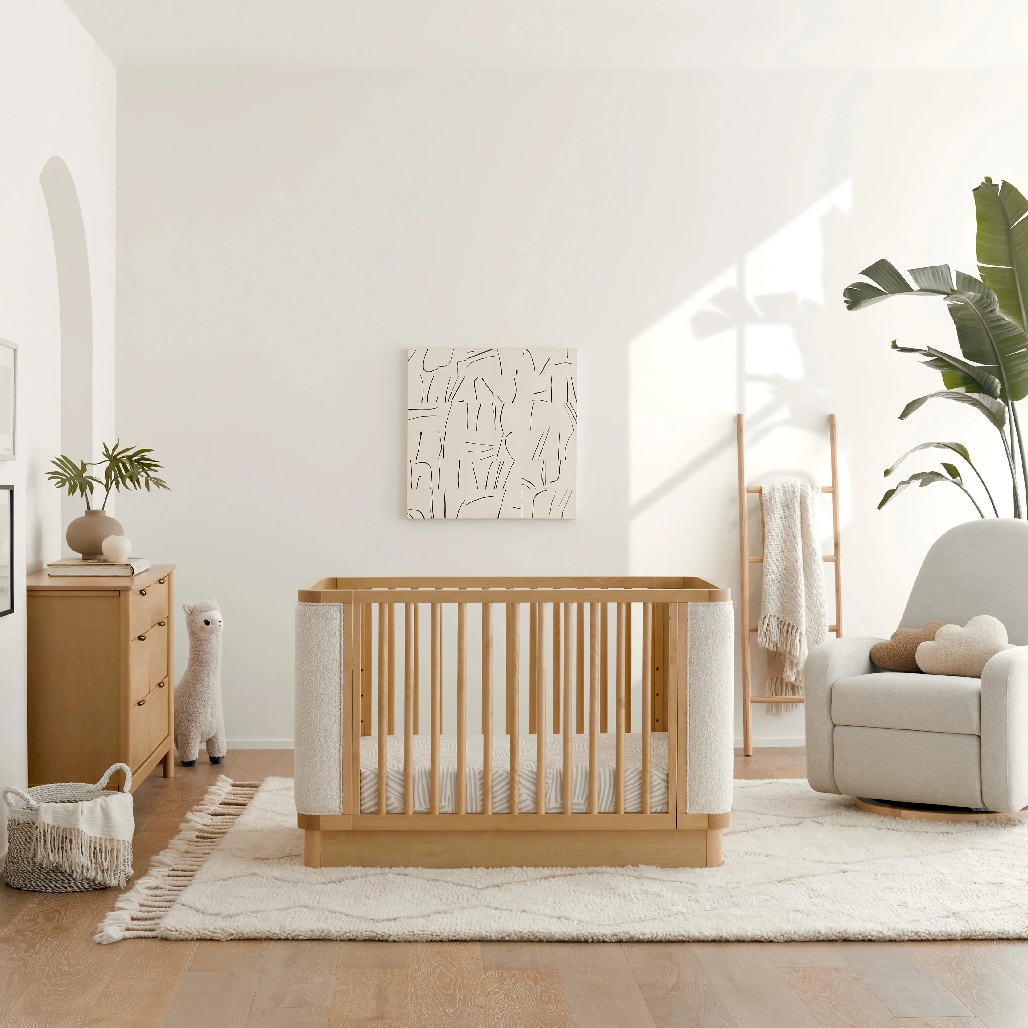 Bondi Boucle 4-in-1 Convertible Crib-Honey w/ Ivory Boucle