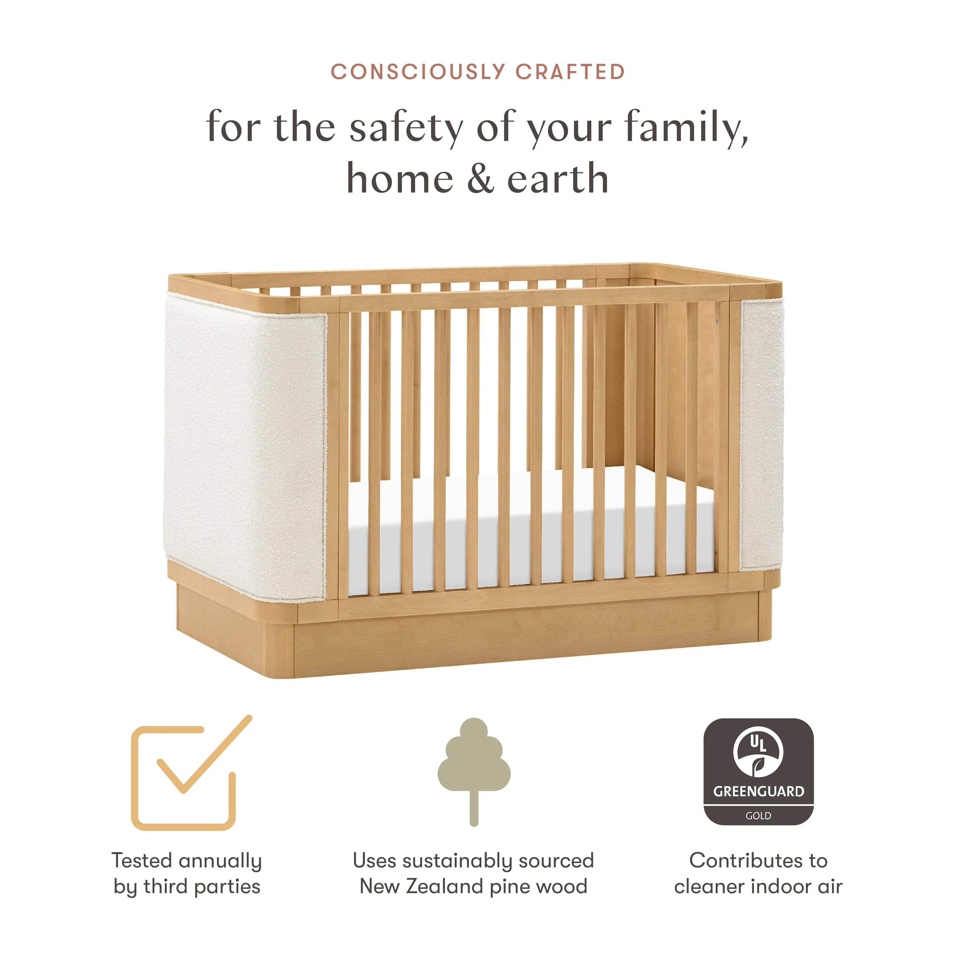 Bondi Boucle 4-in-1 Convertible Crib | Honey