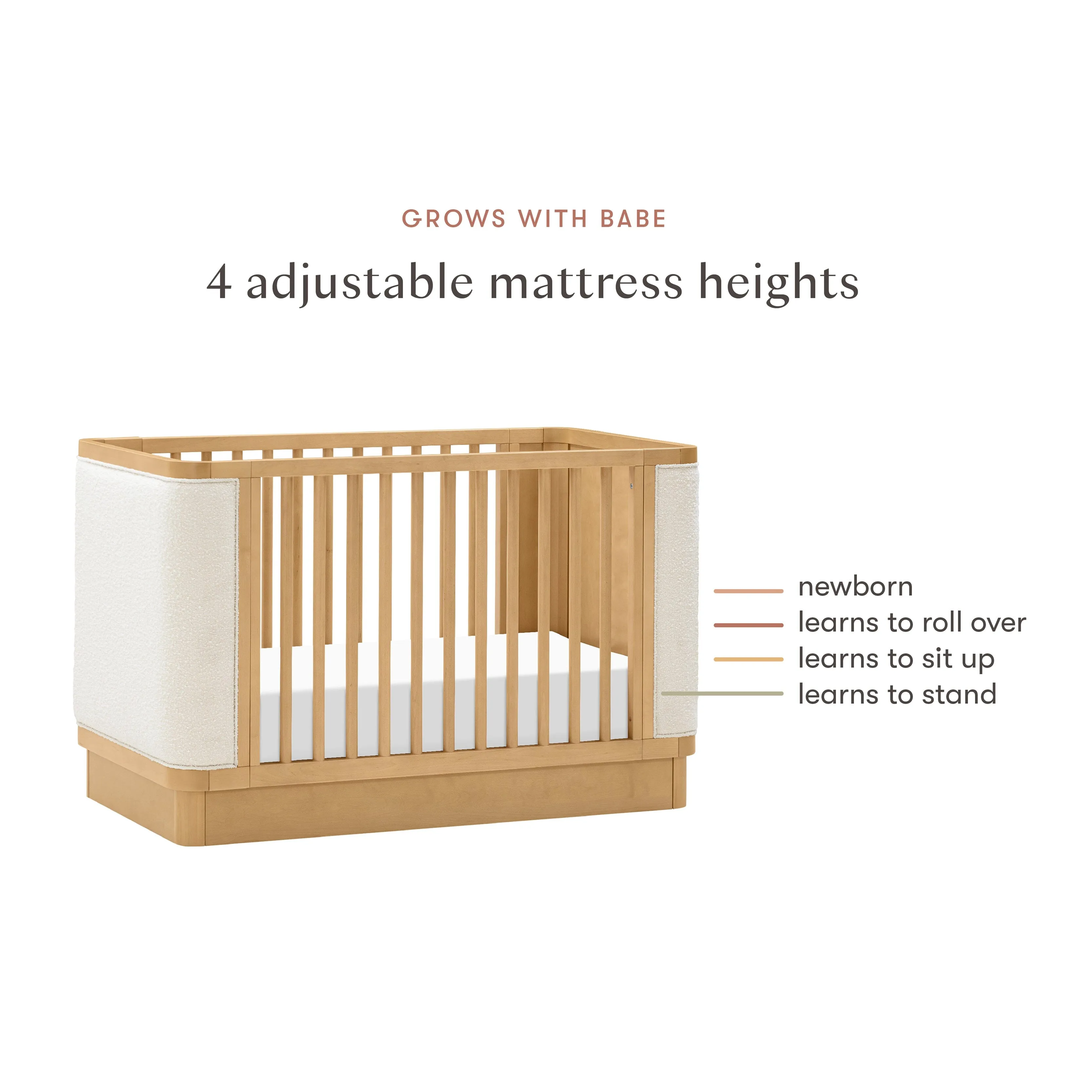 Bondi Boucle 4-in-1 Convertible Crib | Honey