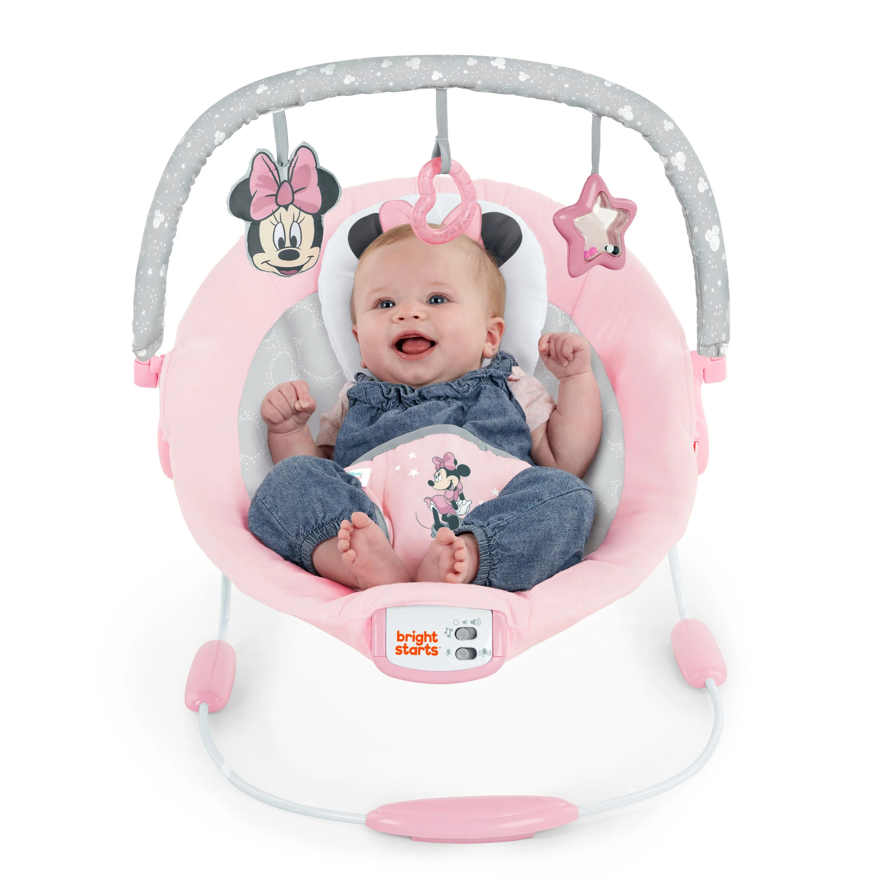 Bright Starts Disney Baby Minnie Mouse Rosy Skies Pink Baby Bouncer Infant Seat
