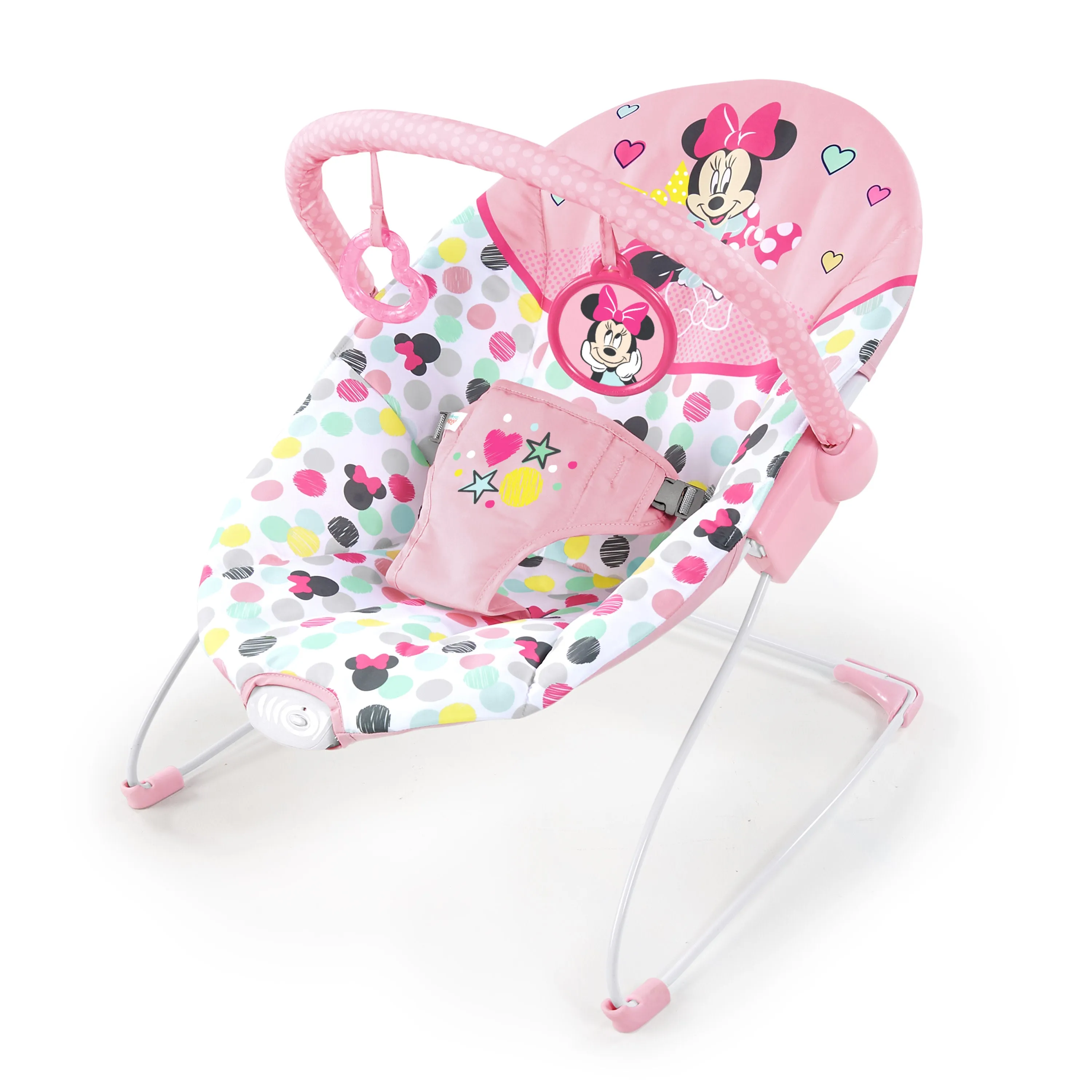 Bright Starts Disney Baby Minnie Mouse Vibrating Baby Bouncer, Spotty Dotty