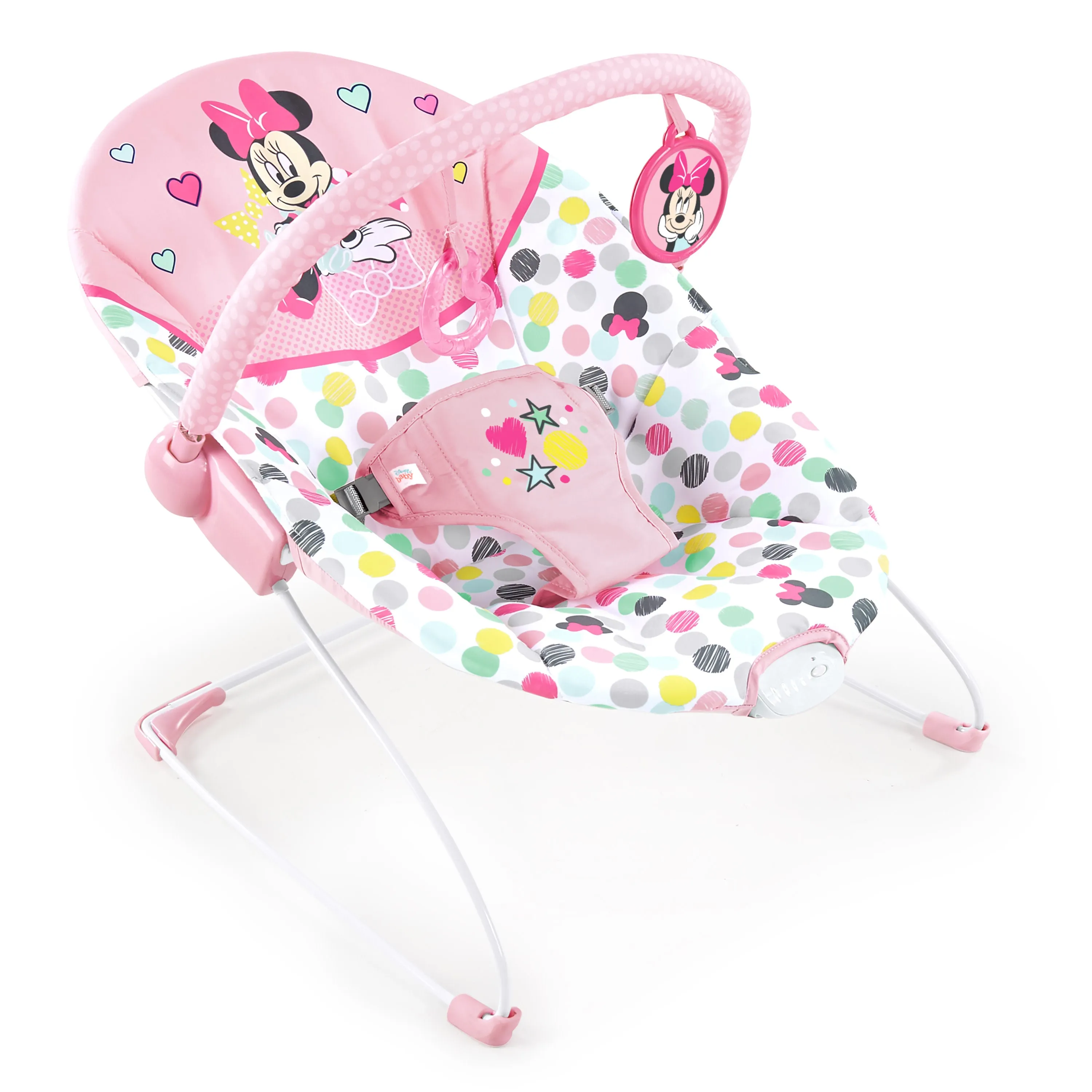 Bright Starts Disney Baby Minnie Mouse Vibrating Baby Bouncer, Spotty Dotty