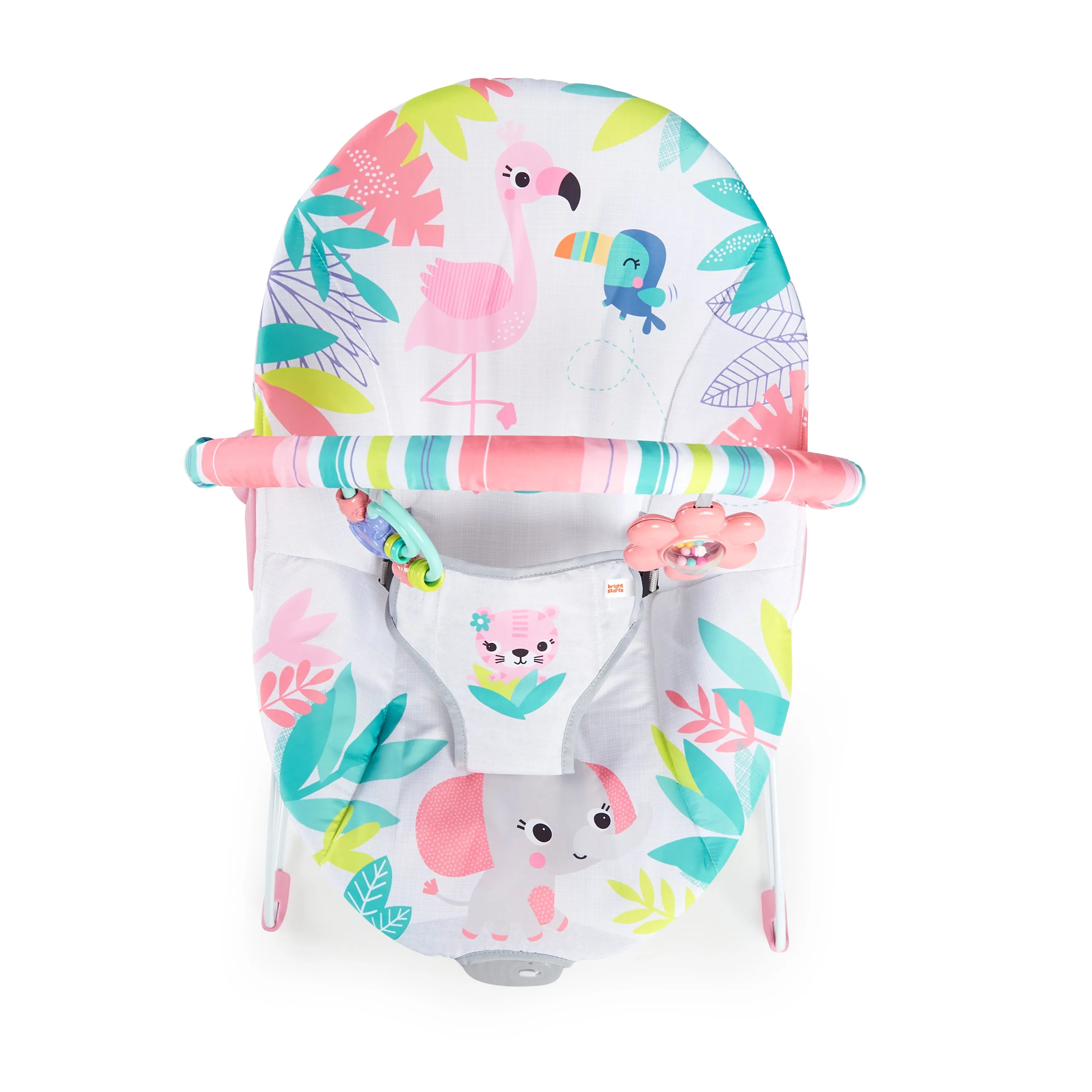Bright Starts Flamingo Vibes Vibrating Bouncer with Toy Bar
