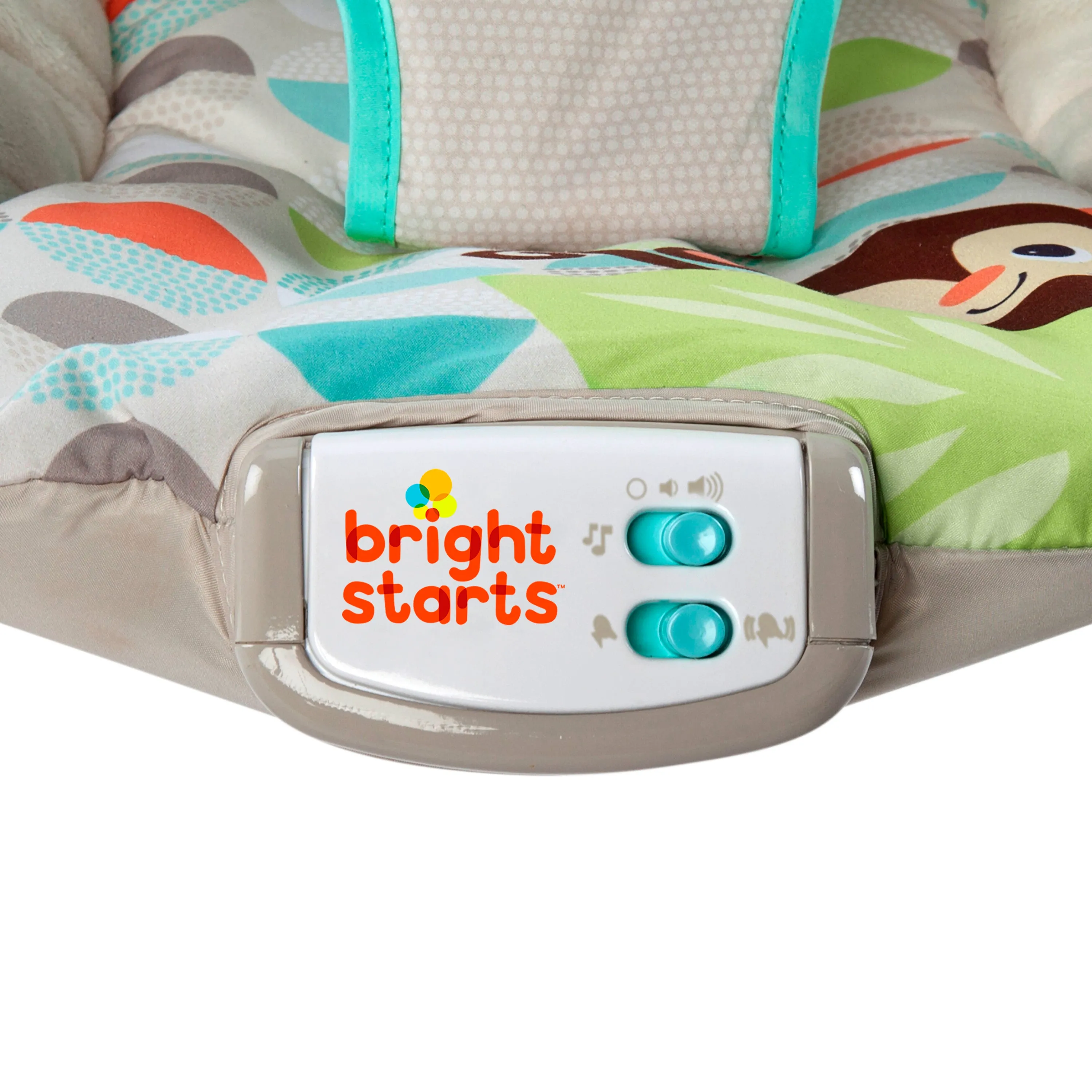 Bright Starts Happy Safari Vibrating Baby Bouncer Seat with Toy Bar