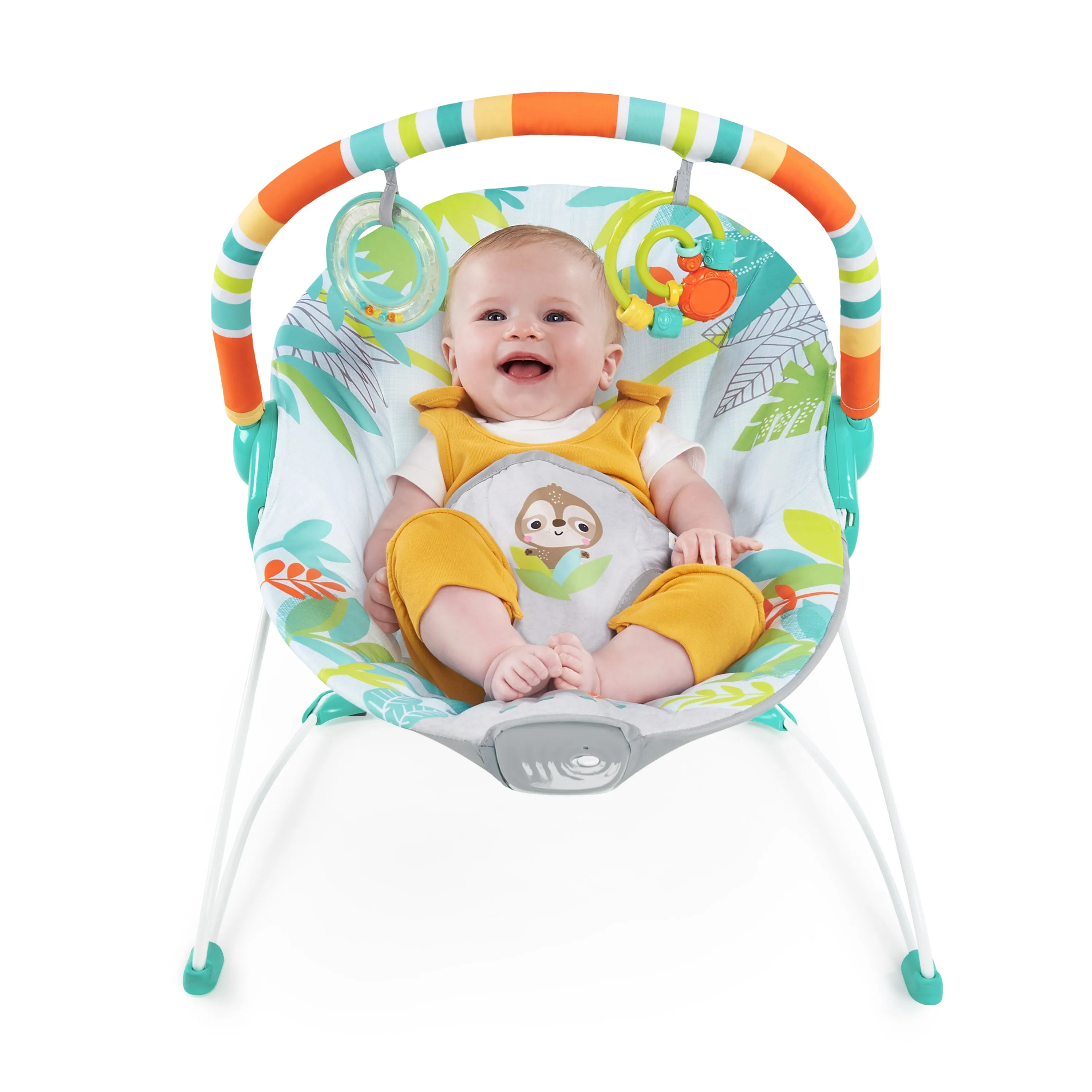 Bright Starts Rainforest Vibes Vibrating Bouncer with Toy Bar