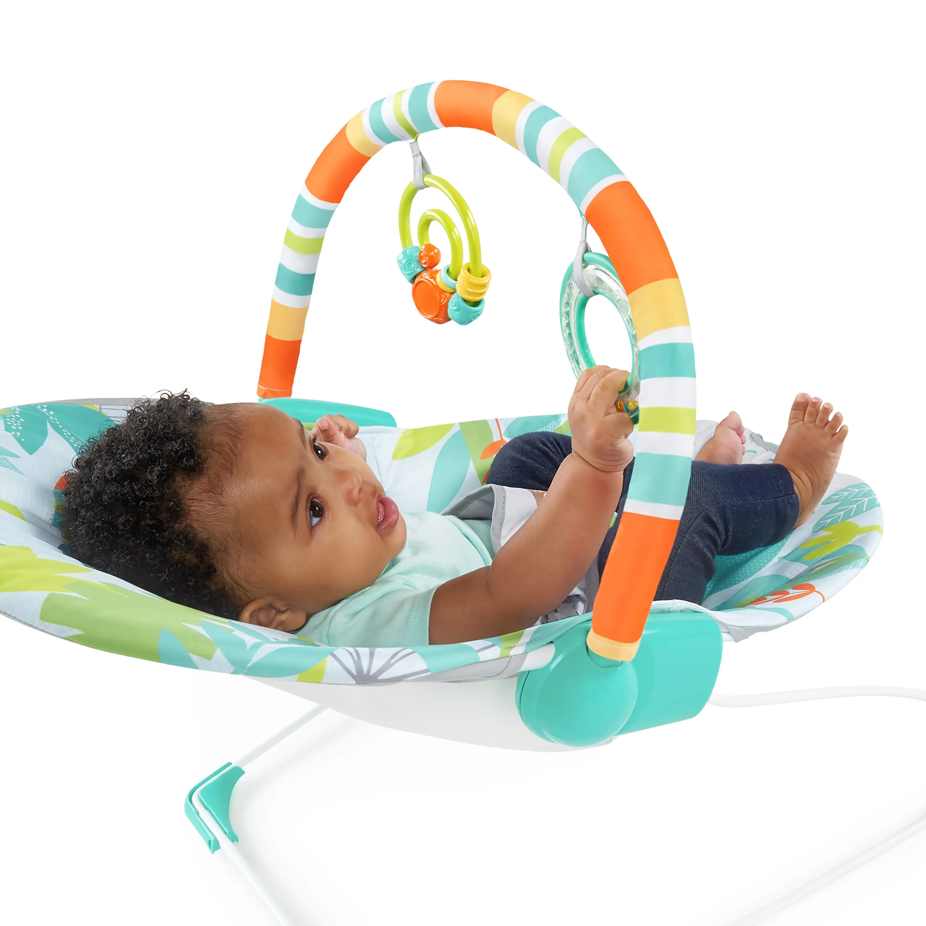 Bright Starts Rainforest Vibes Vibrating Bouncer with Toy Bar