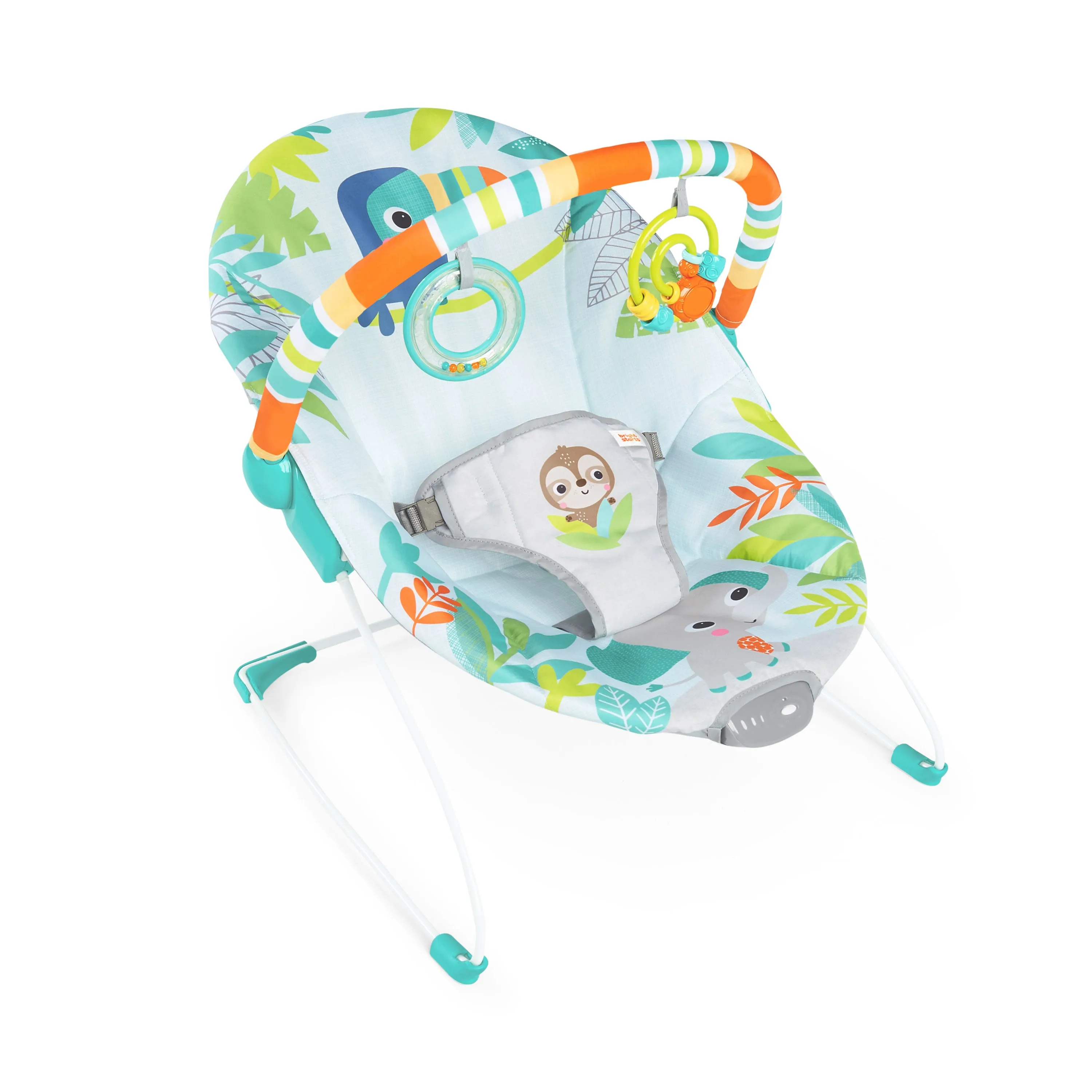 Bright Starts Rainforest Vibes Vibrating Bouncer with Toy Bar