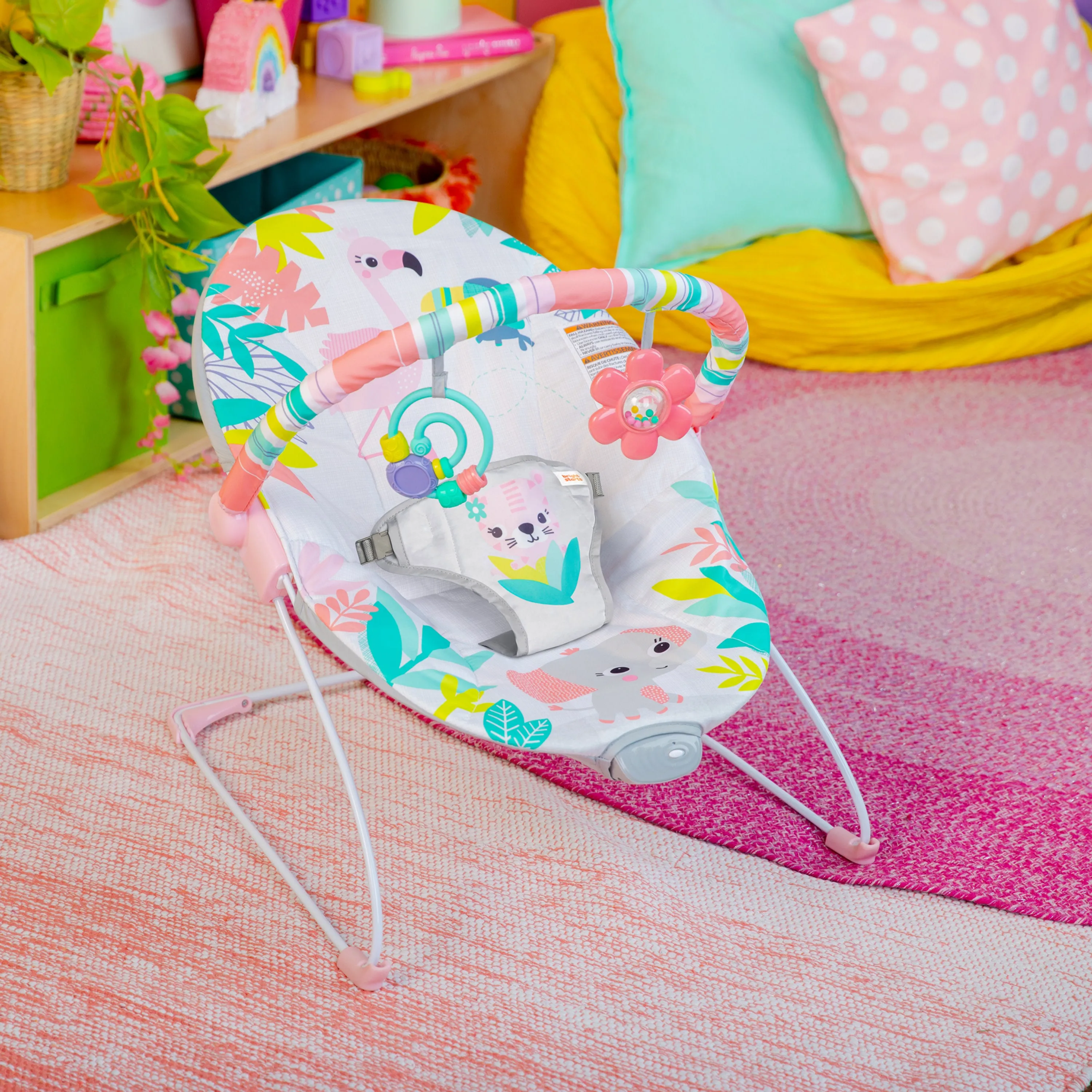 Bright Starts Rainforest Vibes Vibrating Bouncer with Toy Bar