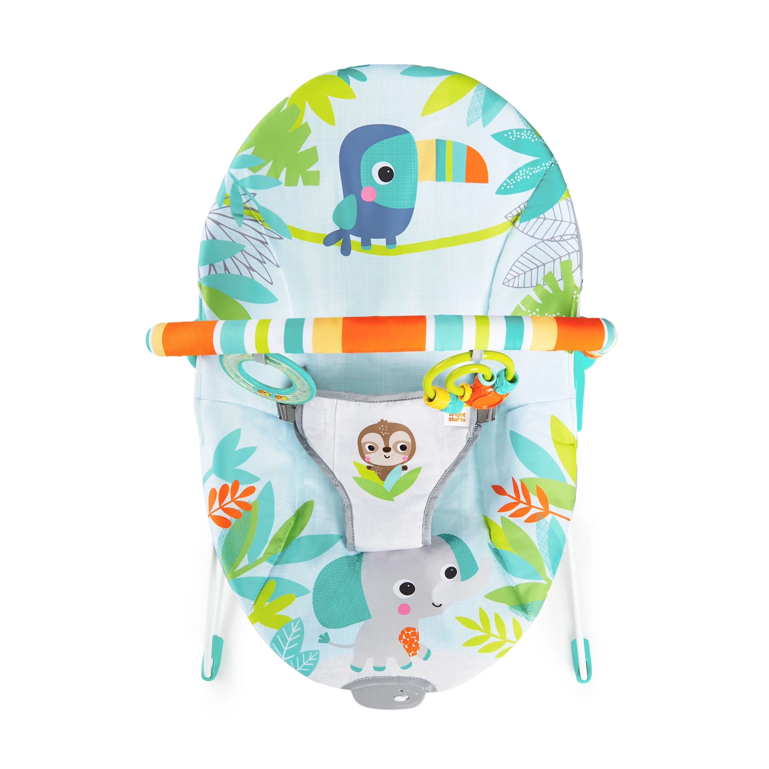 Bright Starts Rainforest Vibes Vibrating Bouncer with Toy Bar