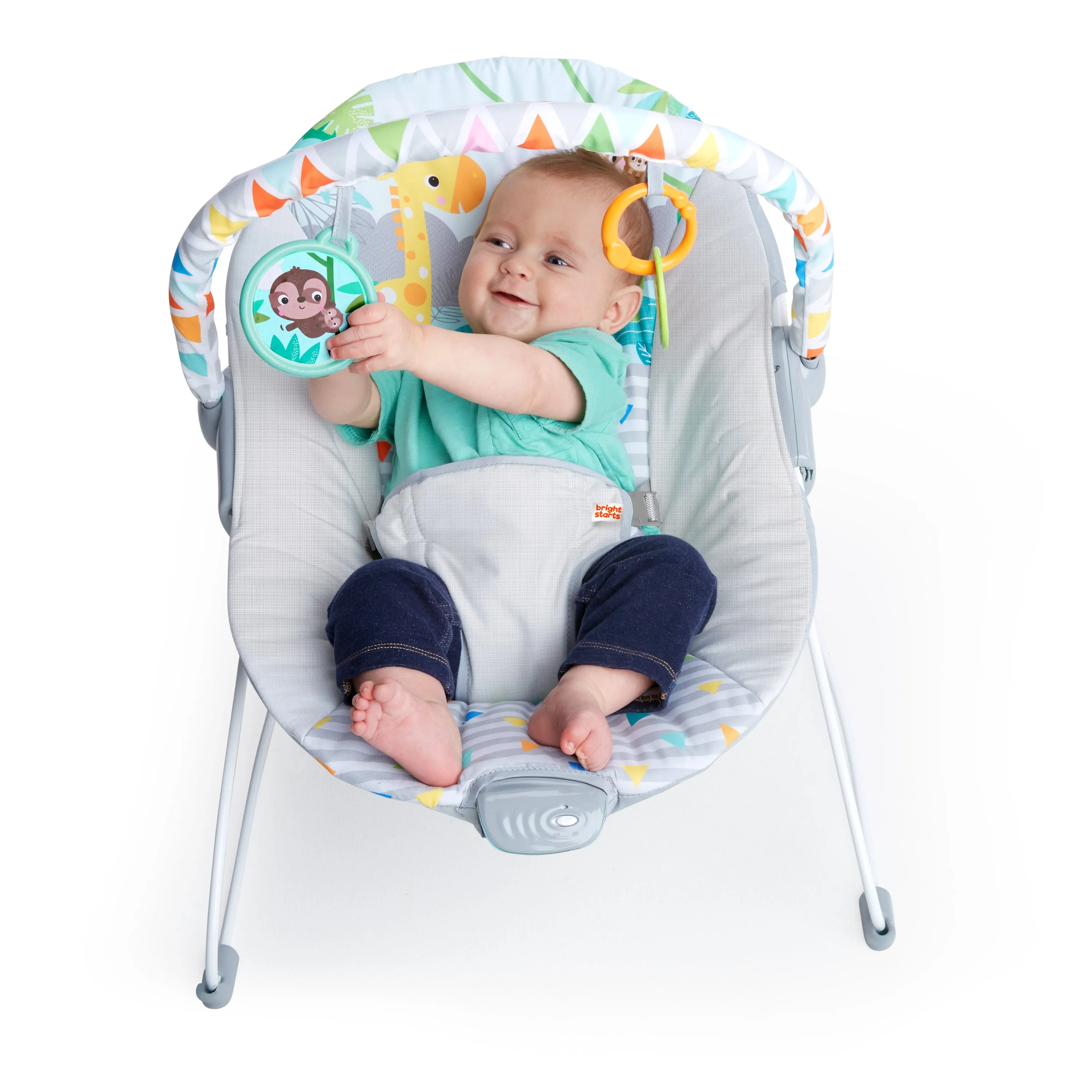 Bright Starts Safari Fun Vibrating Bouncer with Toy Bar