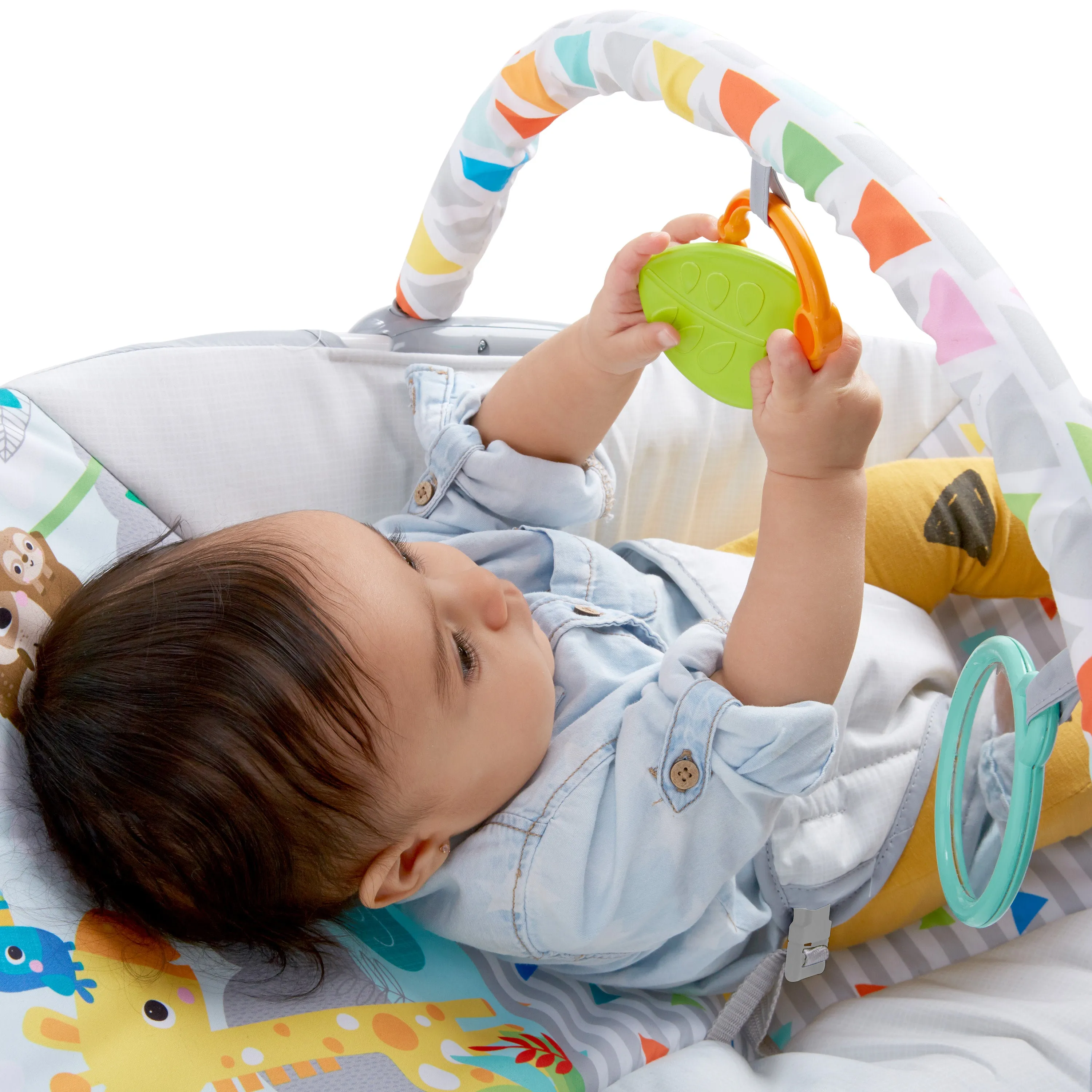 Bright Starts Safari Fun Vibrating Bouncer with Toy Bar
