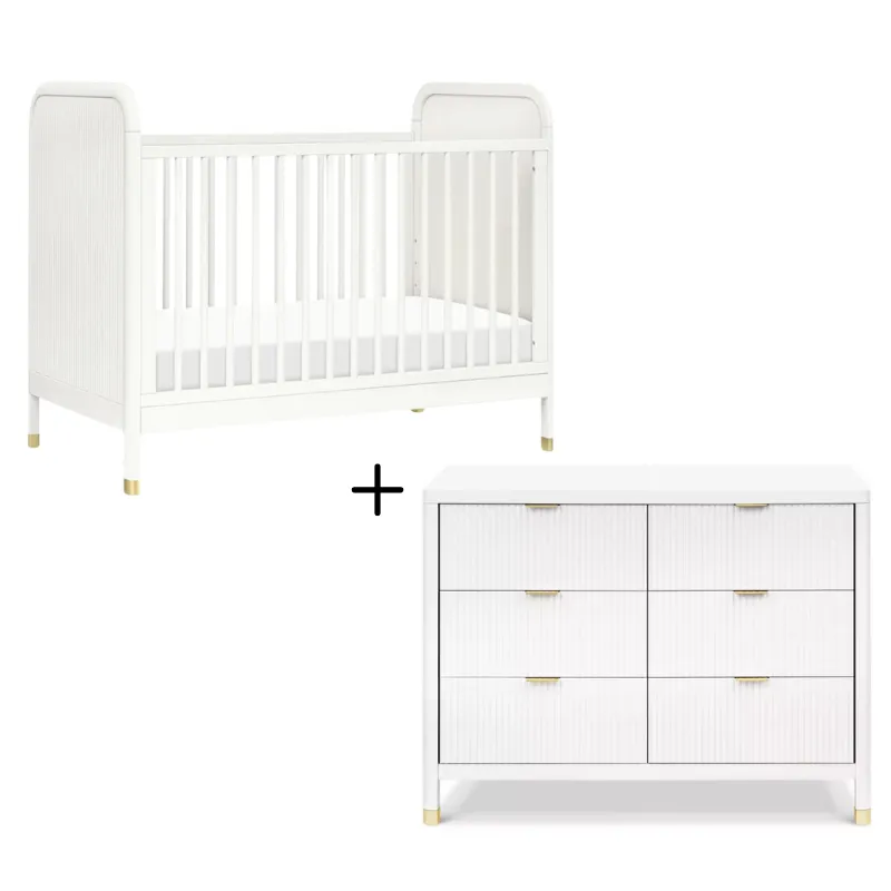 Brimsley 3-in-1 Crib   6 Drawer Dresser in Warm White