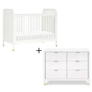 Brimsley 3-in-1 Crib   6 Drawer Dresser in Warm White