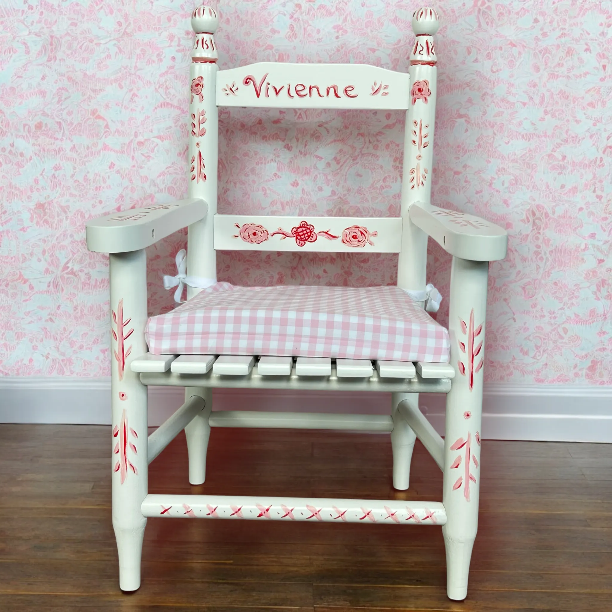 Child's Chair - Pink with Flowers