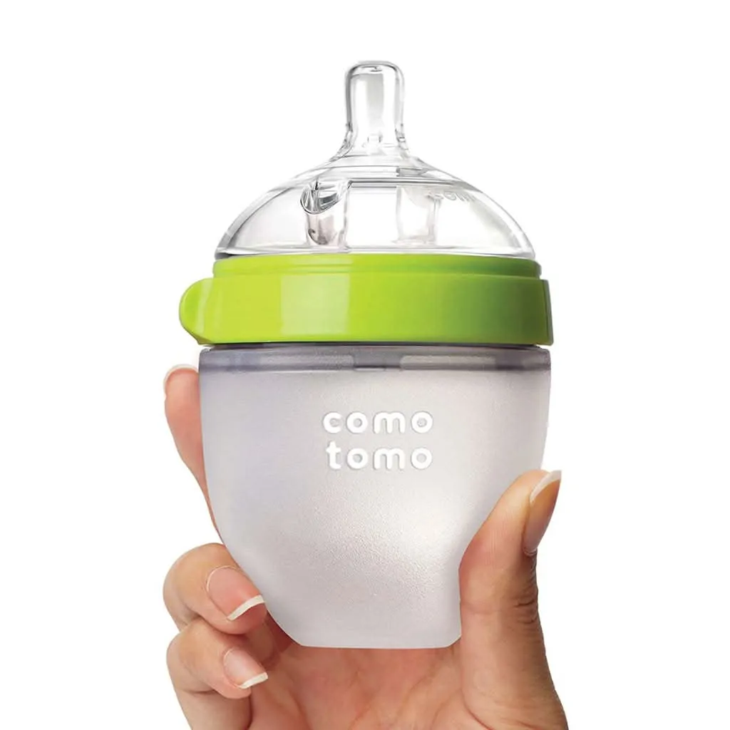 Comotomo Natural Feel Baby Bottle, Green, 5-Ounce