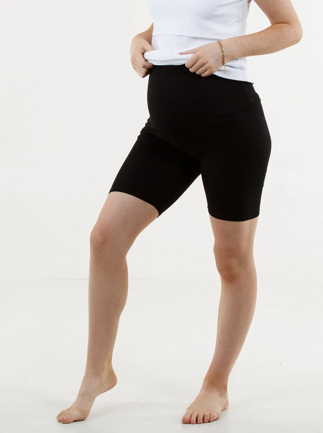 'Cotton Classics' Maternity Bike Shorts - Black