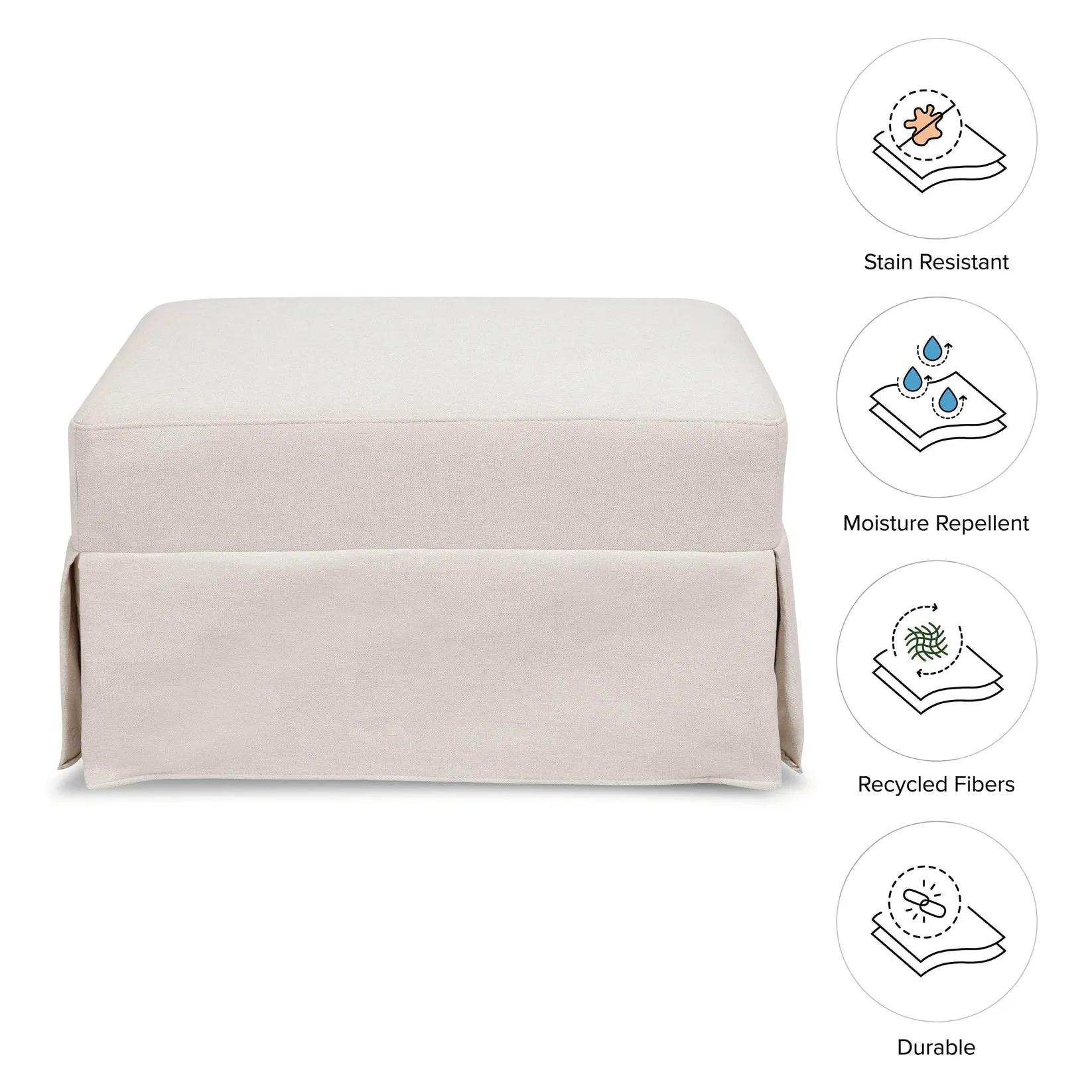 Crawford Gliding Ottoman - Performance Cream Eco-Weave