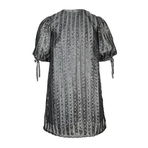 DIM GREY SEQUENCE NET A-LINE DRESS