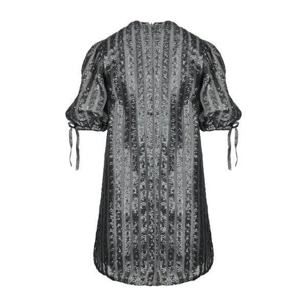 DIM GREY SEQUENCE NET A-LINE DRESS