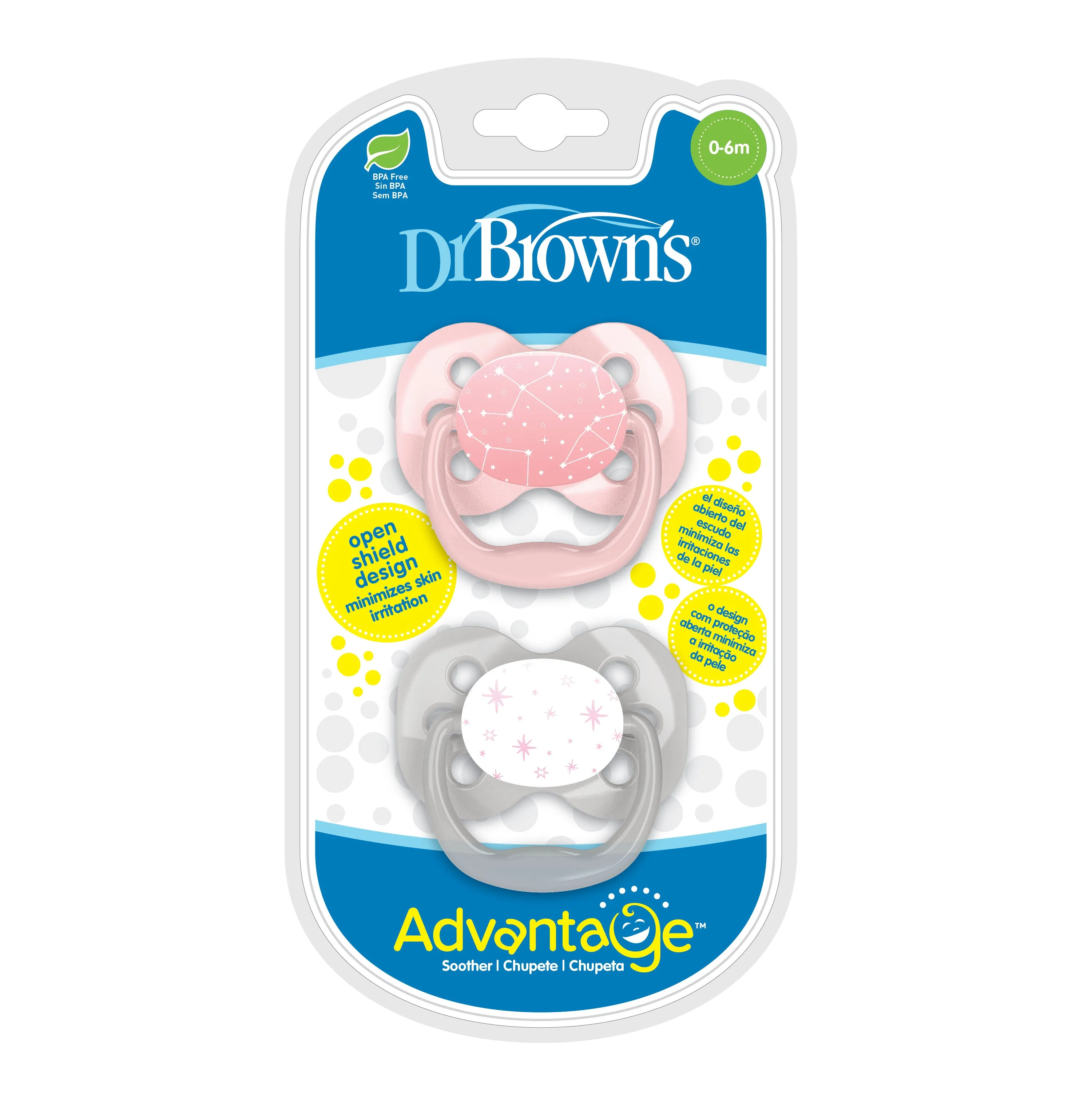 Dr. Brown’s™ Advantage™ Pacifiers, Girl, 0-6 Months, 2-Pack