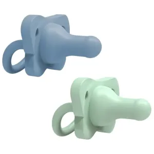 Dr. Browns HappyPaci Silicone One-Piece Soother, 0-6m, Blue and Green (Pack of 2)