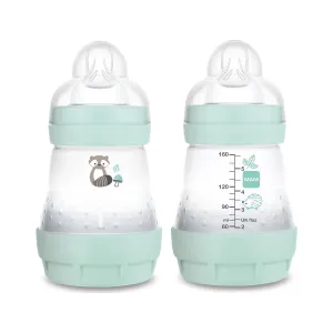 Easy Start Anti-Colic Matte Bottle 5 Oz (2-Count), Baby Essentials, Slow Flow Bottles with Silicone Nipple, Baby Bottles for Baby Girl, Sage