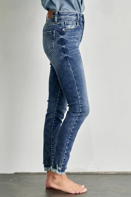 Eliana High Rise Exposed Button Skinny Jeans